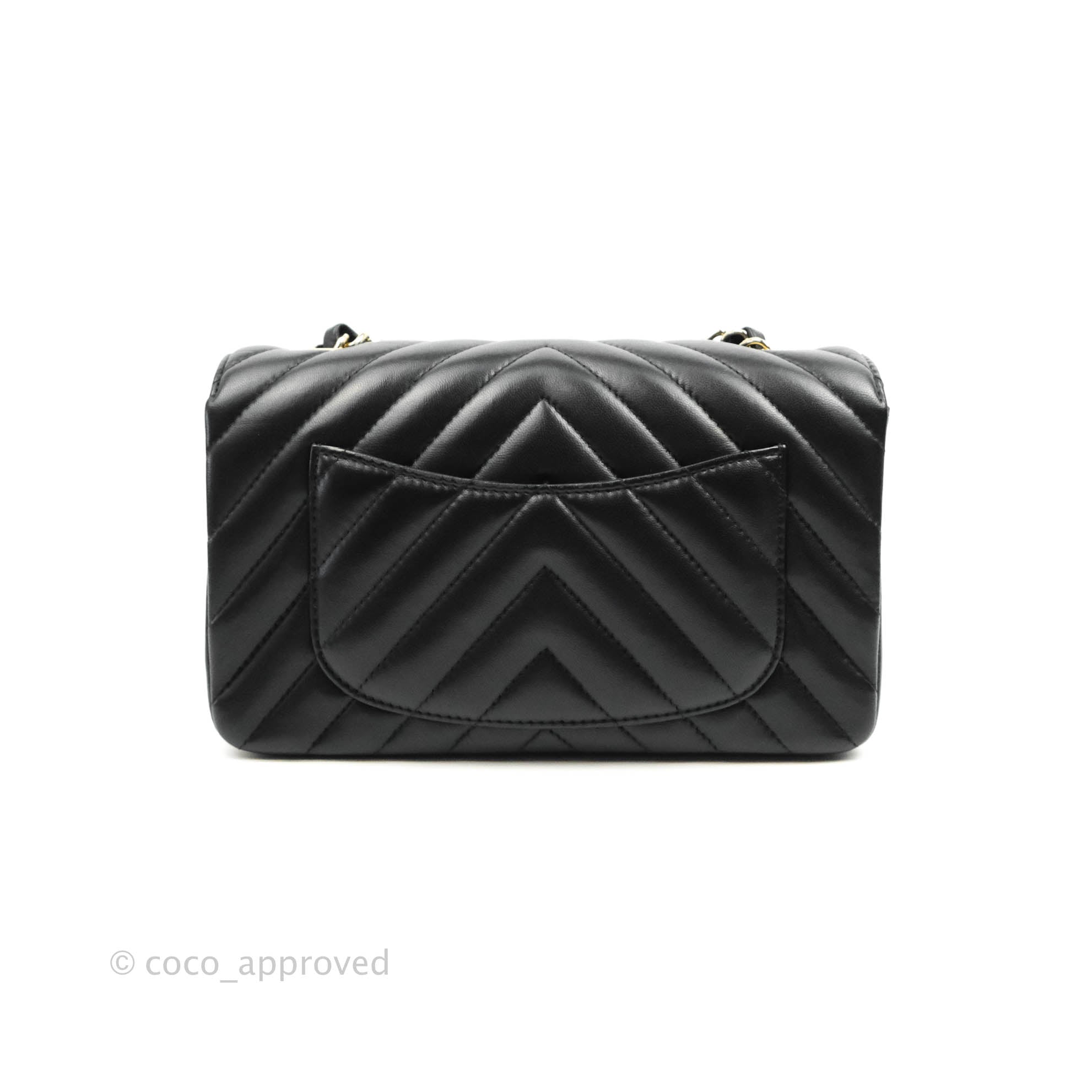 Chanel Chevron Mini Rectangular Flap Black Lambskin Gold Hardware – Coco  Approved Studio