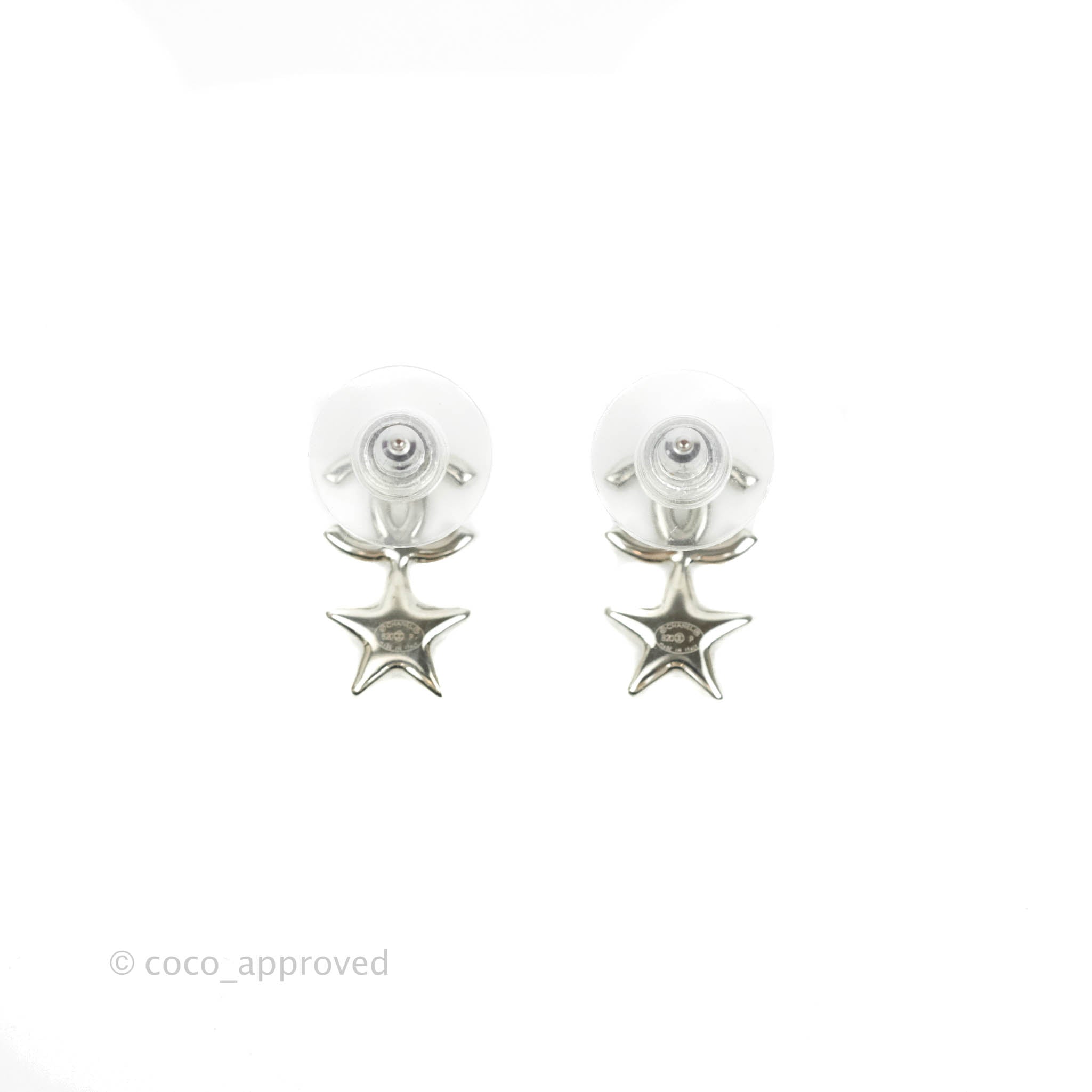 Chanel Crystal CC Star Earrings Silver Tone 20P – Coco Approved Studio