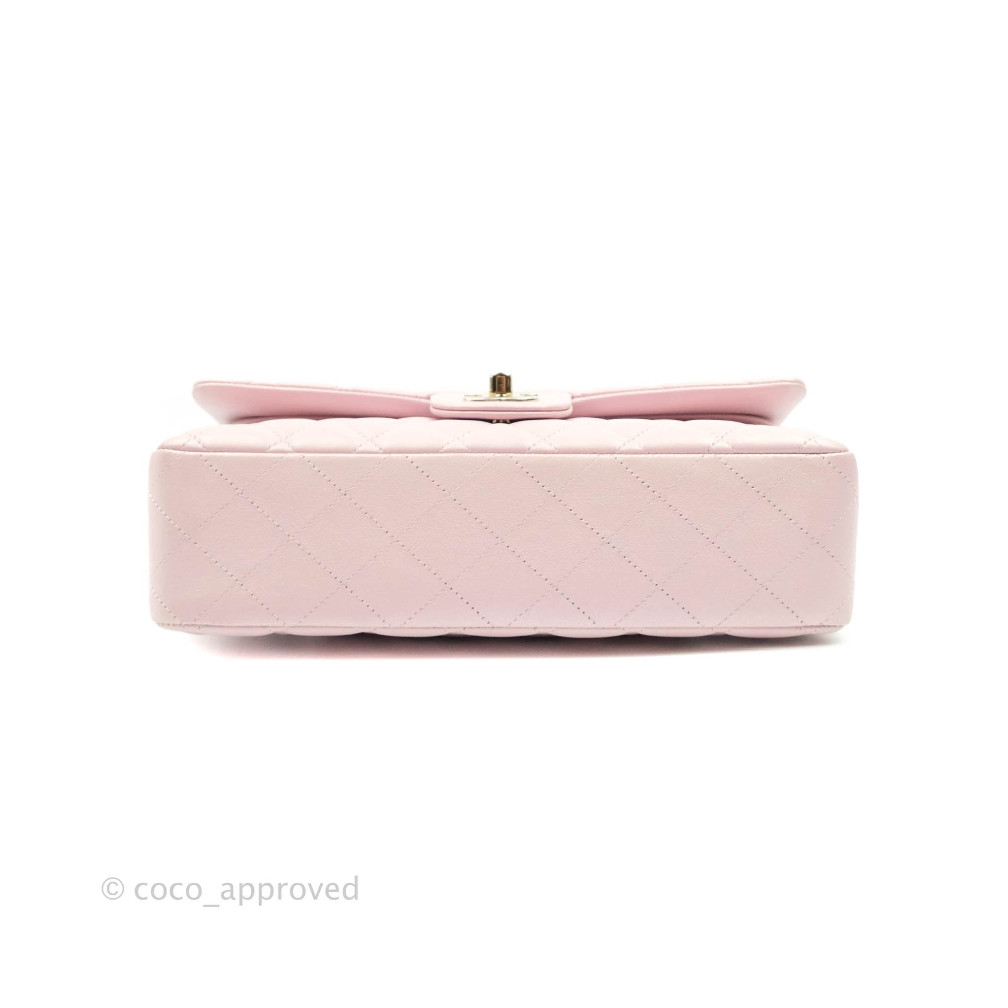 CHANEL Iridescent Calfskin Quilted Medium Double Flap Light Pink 1261332