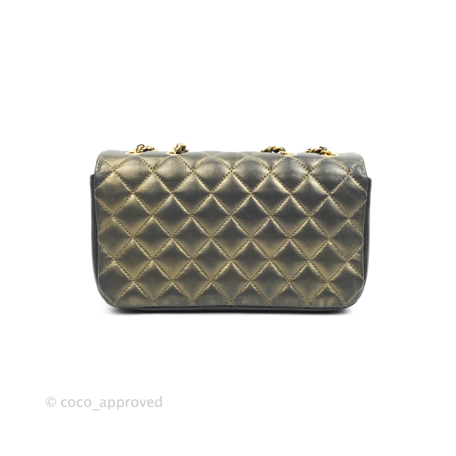Chanel Small Enamel CC Flap Bag Quilted Iridescent Grey Lambskin Aged –  Coco Approved Studio