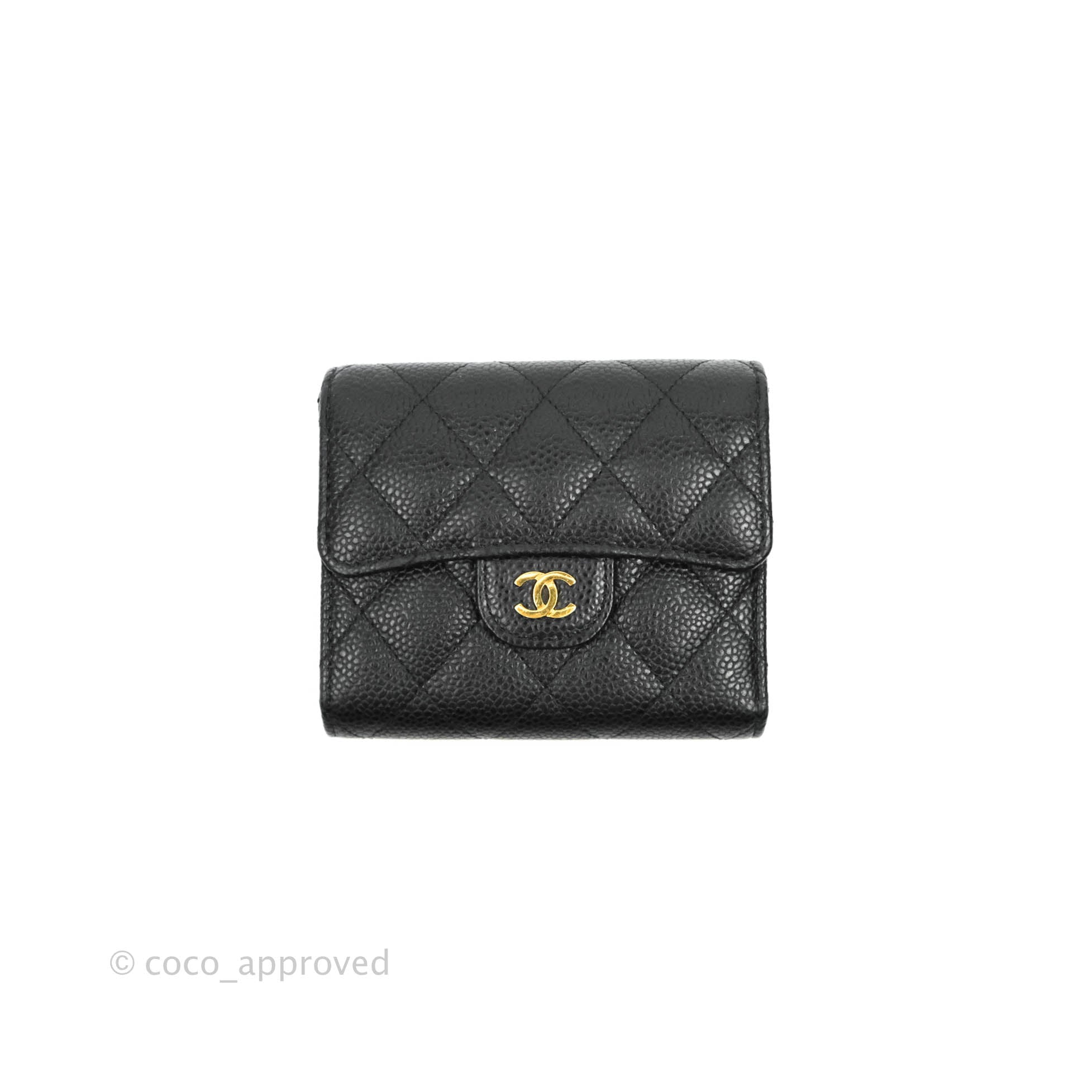 chanel classic caviar wallet black