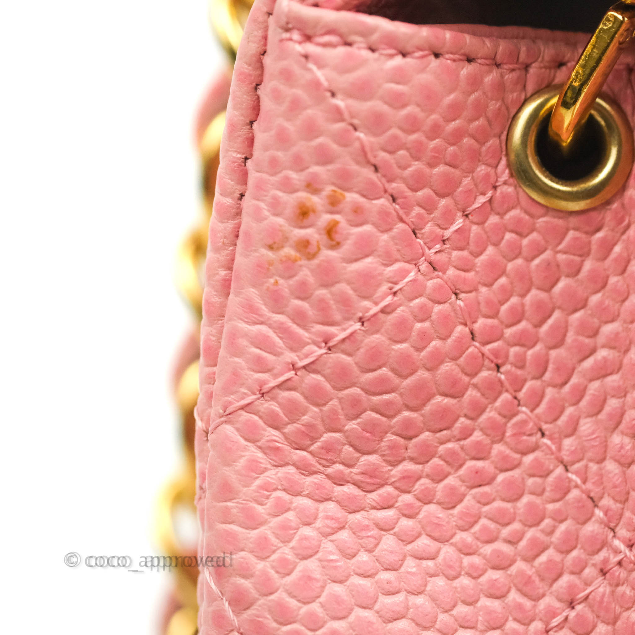 Chanel Vintage Quilted Mini Square Flap Pink Caviar 24K Gold Hardware –  Coco Approved Studio