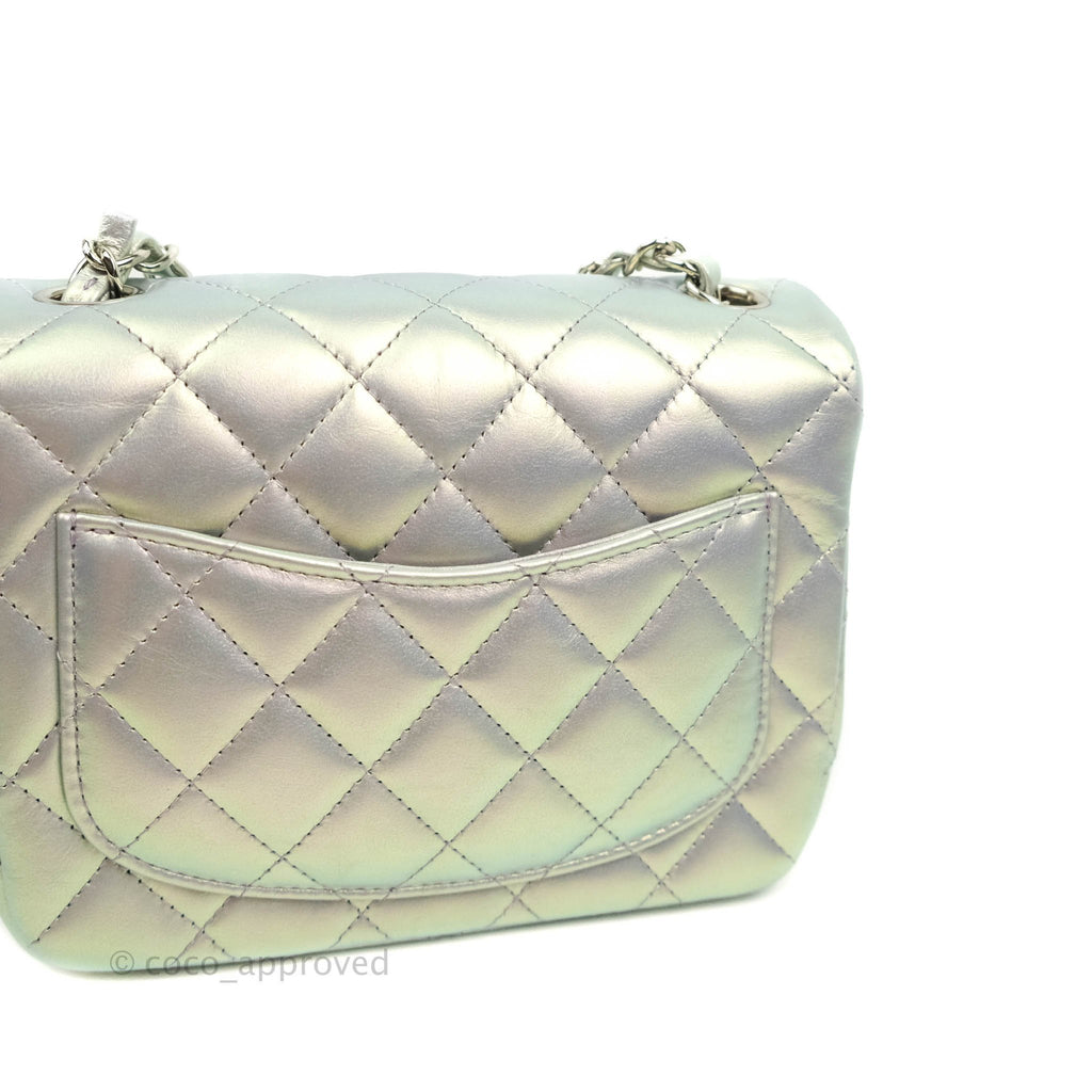 Chanel Mini Square Quilted Metallic Lilac Silver Hardware