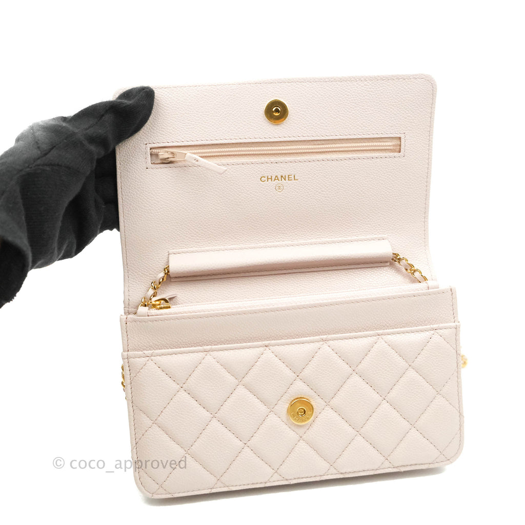 Chanel Quilted WOC Lilac Caviar CC Coco Chain Gold Hardware