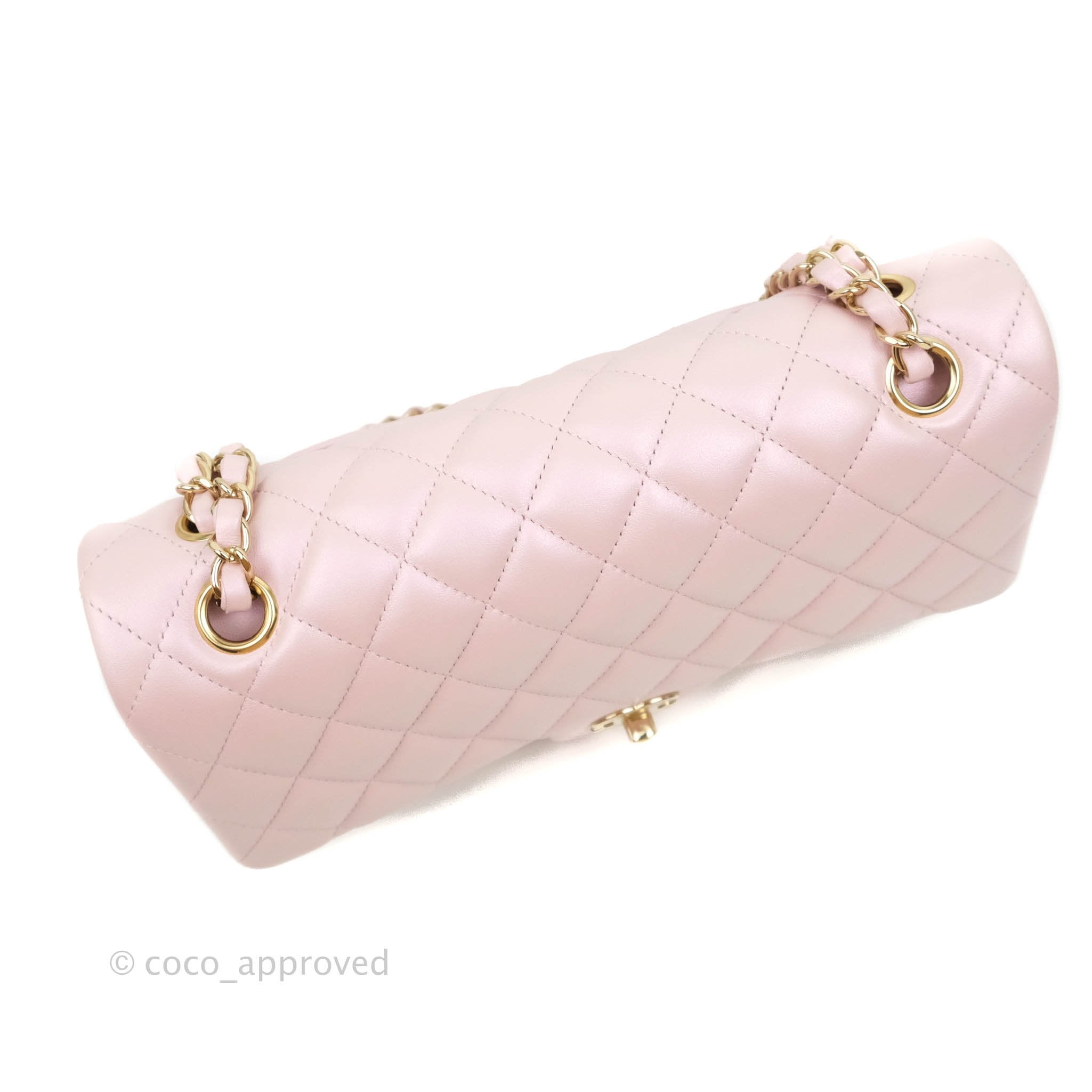 NIB 19S Chanel Iridescent Pearly Pink Caviar Medium Classic Double Fla –  Boutique Patina