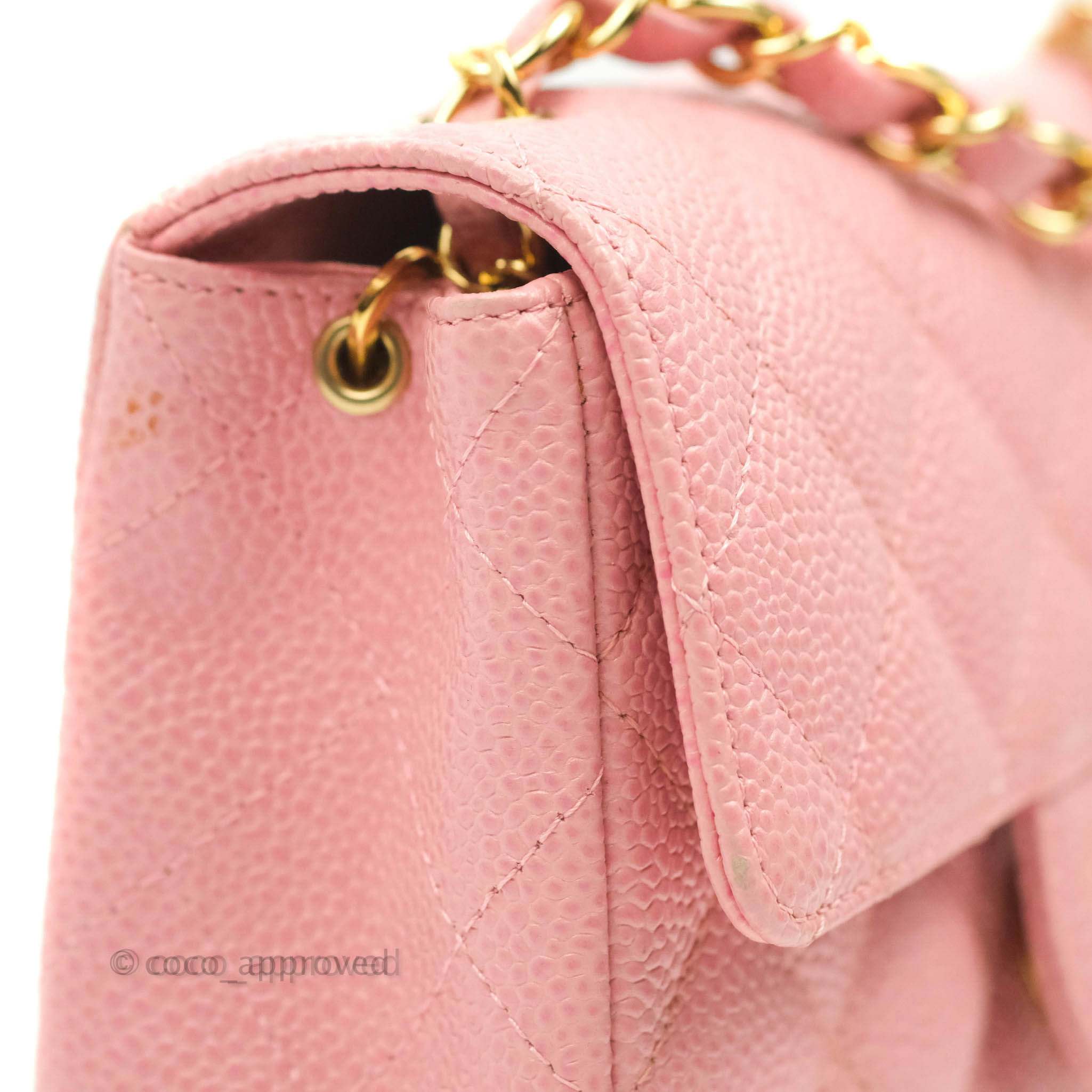 Chanel Vintage Quilted Mini Square Flap Pink Caviar 24K Gold Hardware –  Coco Approved Studio