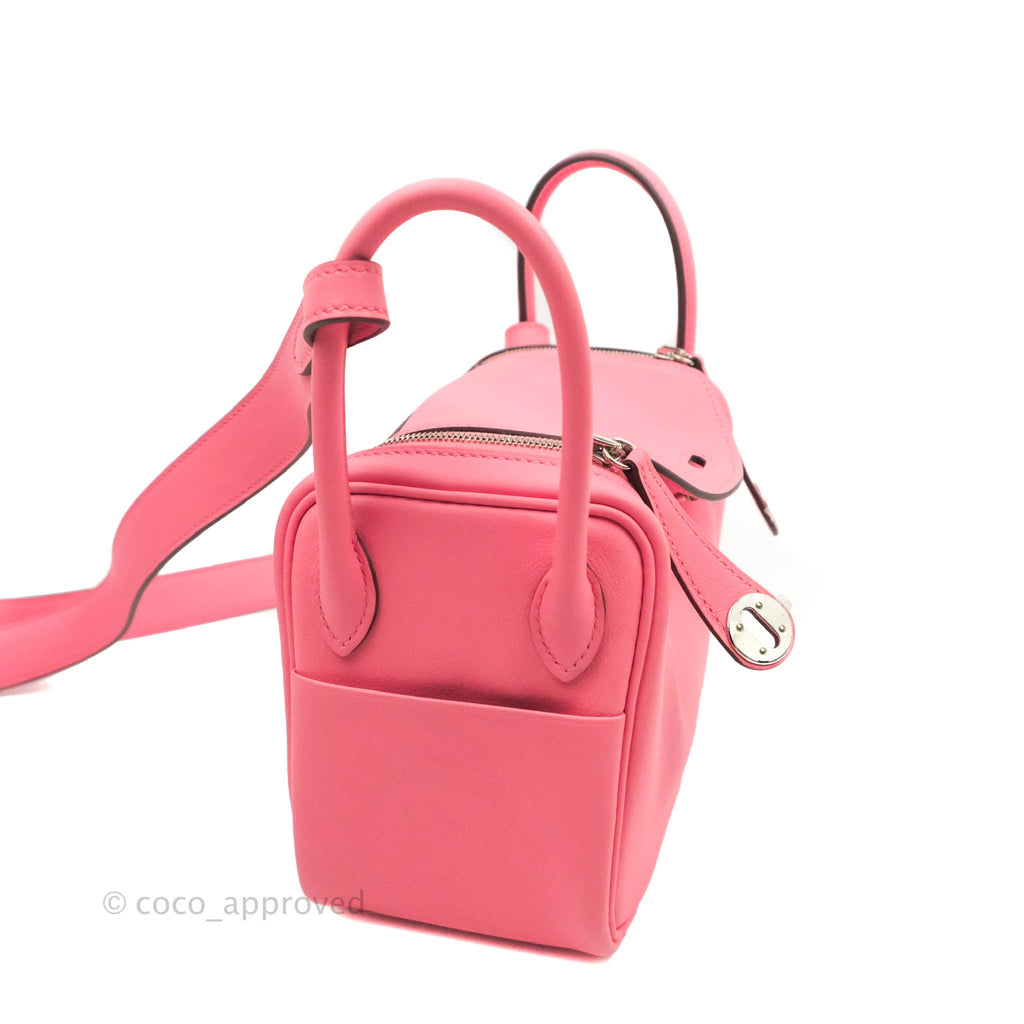 Hermès Mini Lindy 20 Rose Ete Swift Palladium Hardware