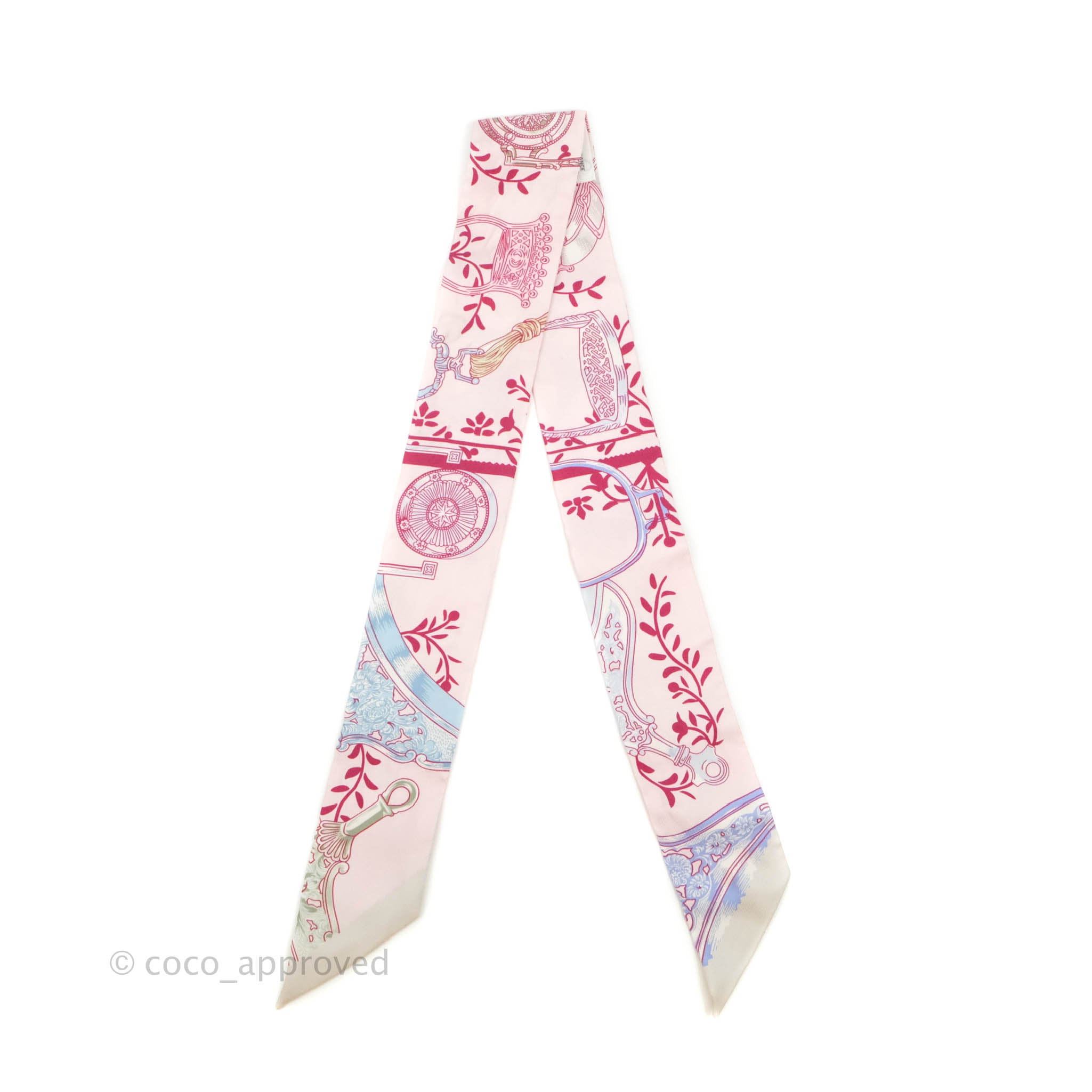 HERMES fringe Twilly Scarf silk pink BRAND NEW, Limited Edition
