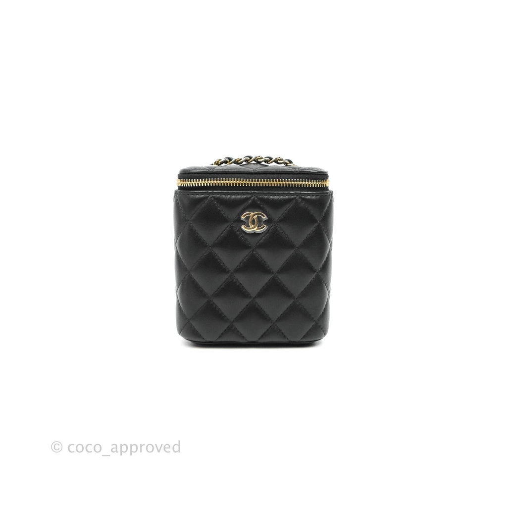 Chanel Classic Mini Vanity With Chain Black Lambskin Gold Hardware