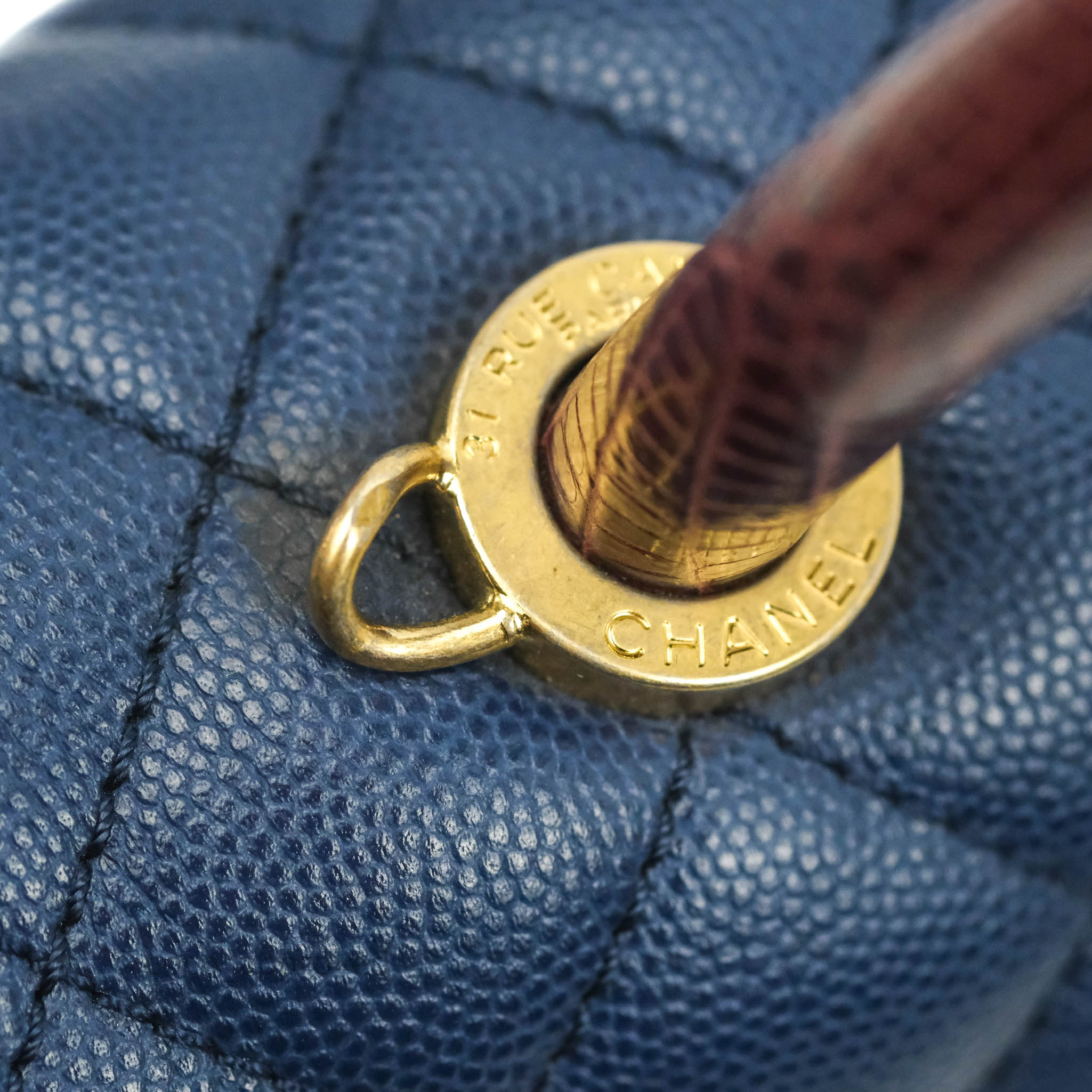 Chanel Medium (Small) Coco Handle Quilted Navy Caviar Lizard Handle Go –  Coco Approved Studio