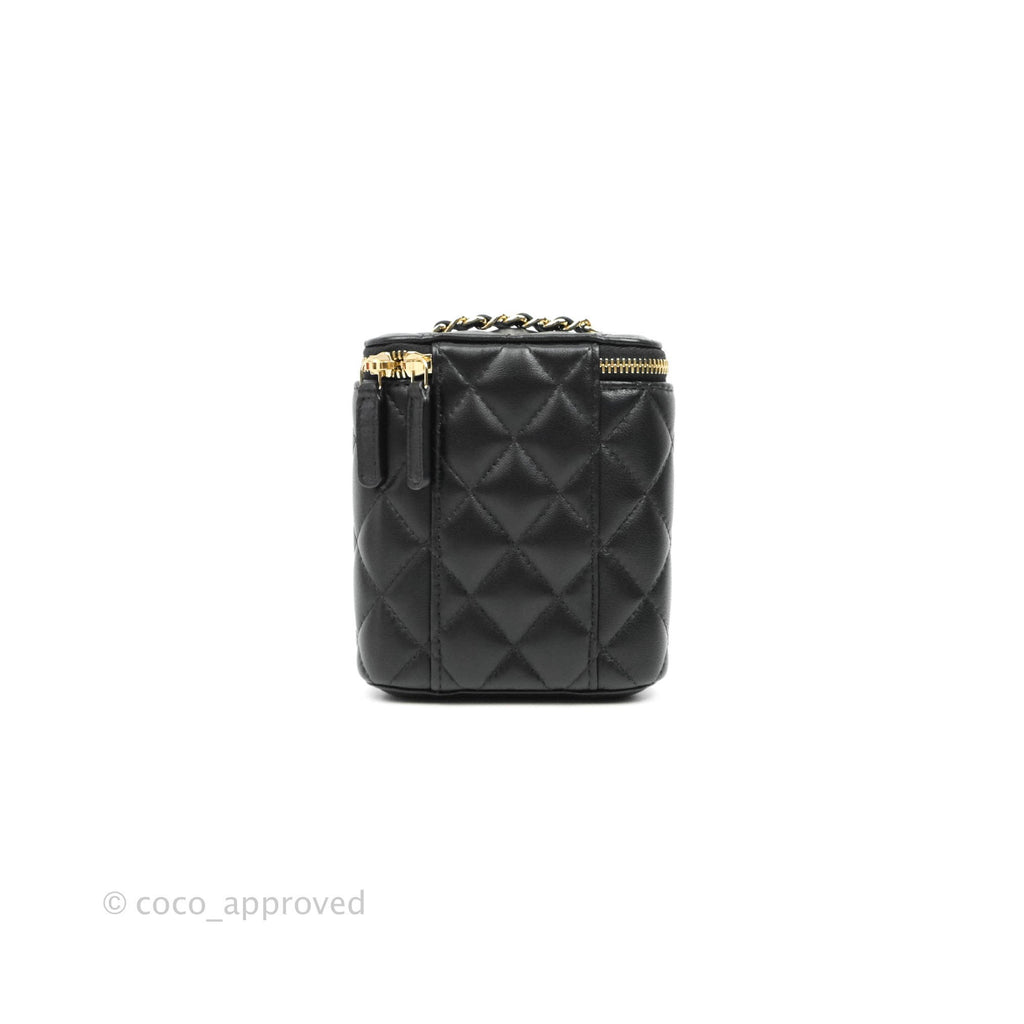 Chanel Classic Mini Vanity With Chain Black Lambskin Gold Hardware