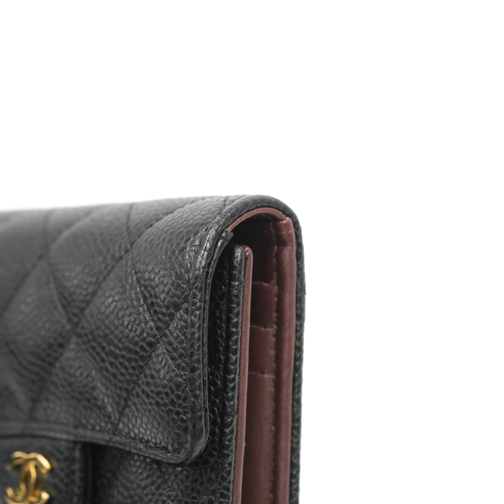 Chanel Classic Short Flap Wallet Black Caviar Gold Hardware – Coco
