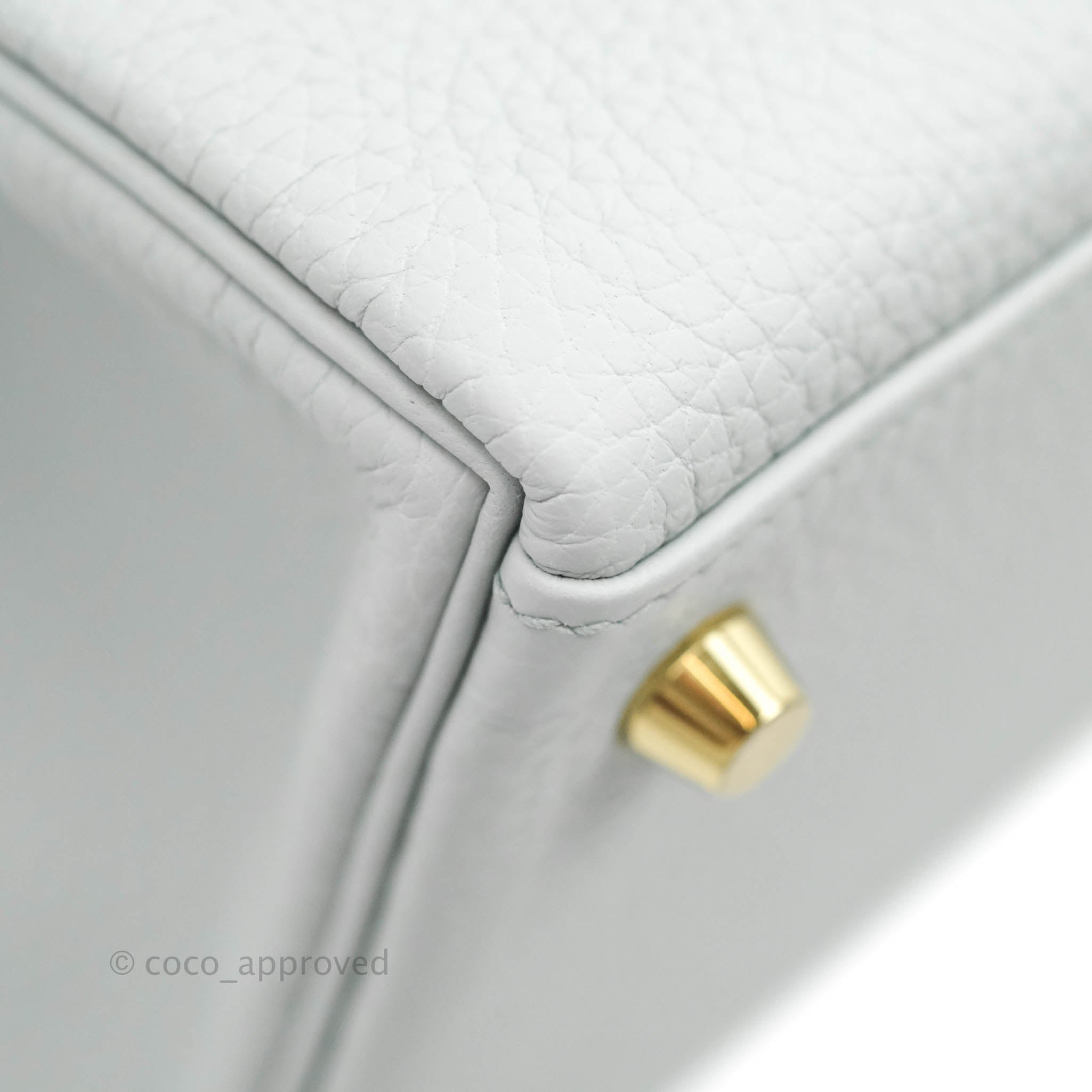 Hermès Kelly 28 Retourne Taurillon Clemence Bleu Pale Gold