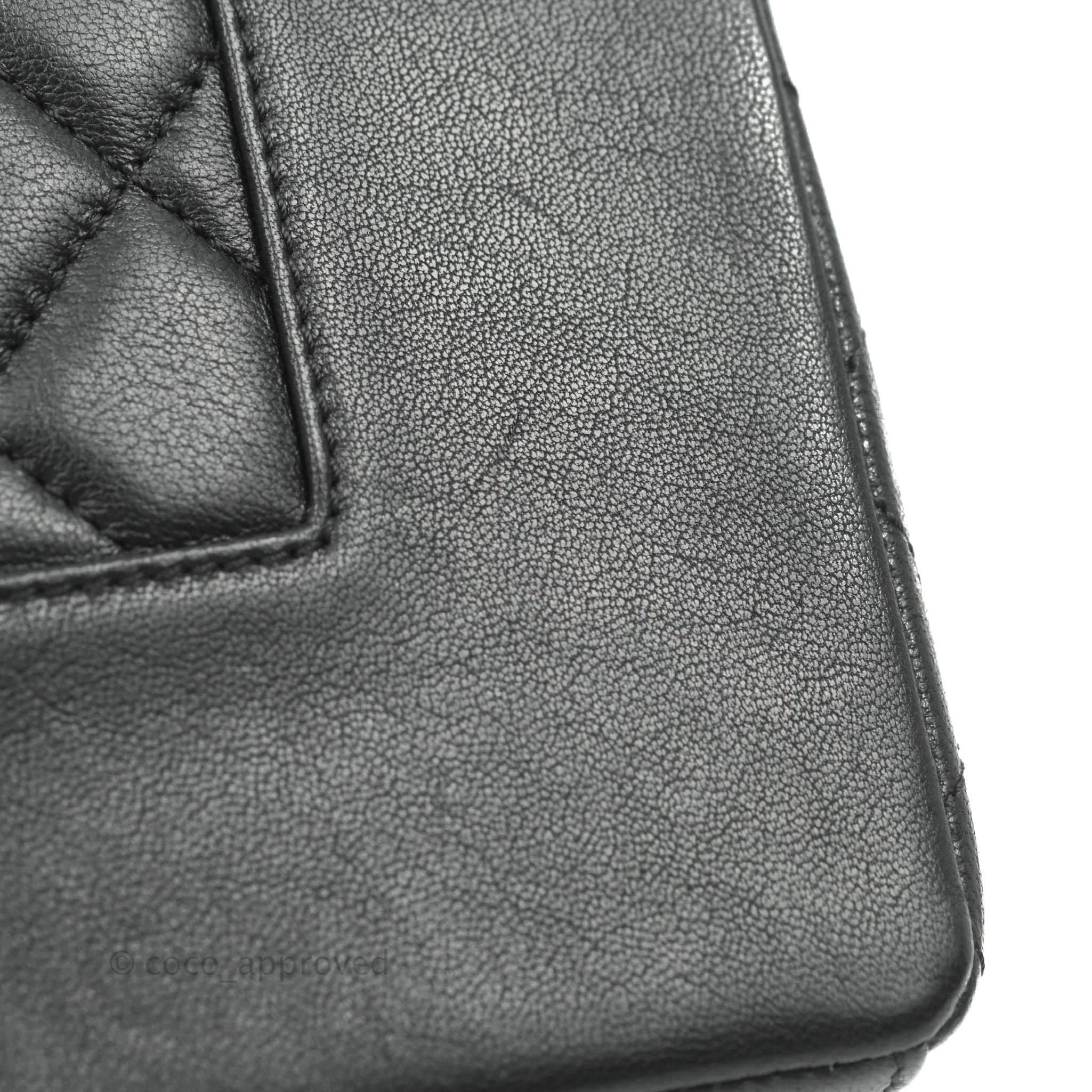 Chanel Vintage Chanel Black Quilted Lambskin Leather Tote Shoulder