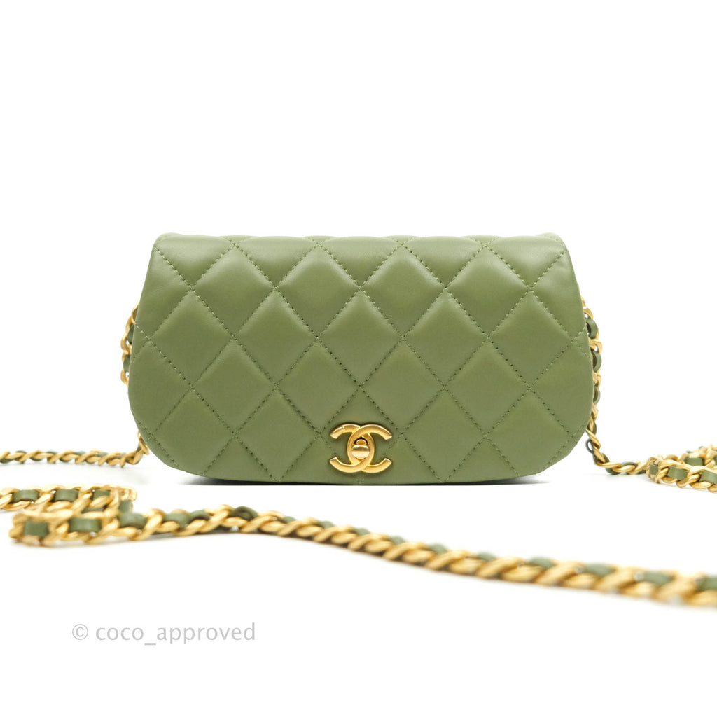 Chanel Clutch with Chain Olive Calfskin Aged Gold Hardware