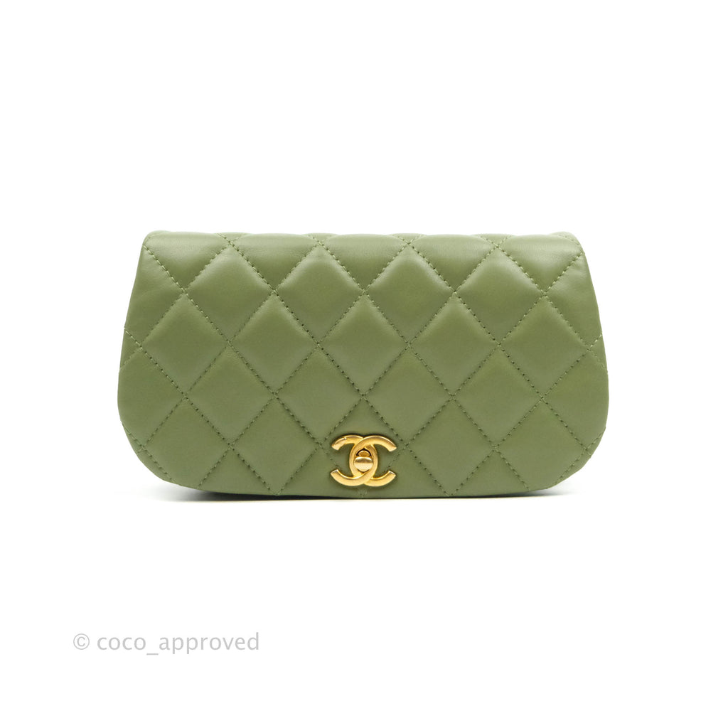 Chanel Clutch with Chain Olive Calfskin Aged Gold Hardware