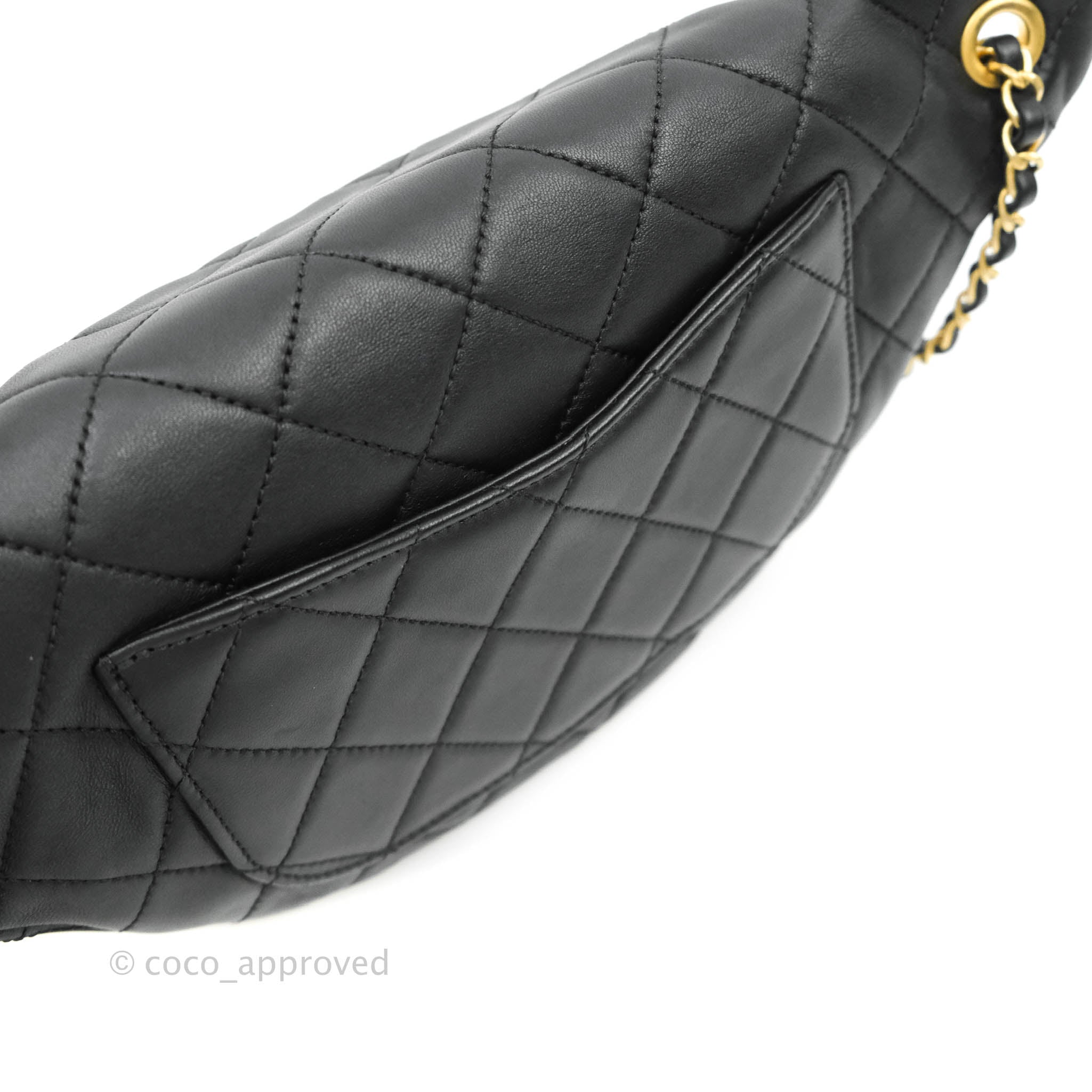 Chanel Quilted All About Chains Waist Belt Bag Black Lambskin Aged Gol –  Coco Approved Studio