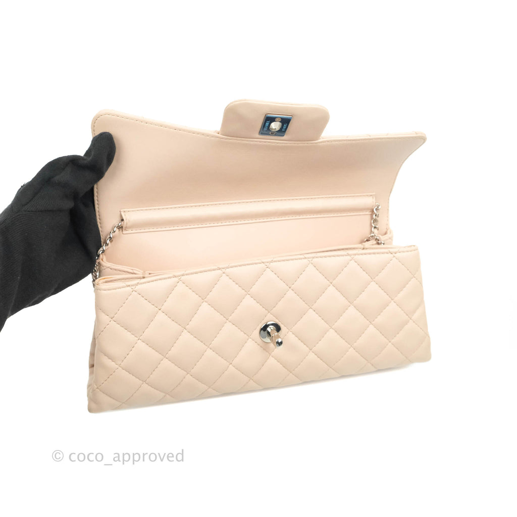 Chanel Quilted Clutch with Chain Pink Lambskin Silver Hardware