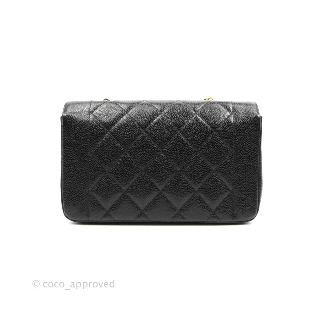 Chanel Small Vintage Quilted Classic Diana Flap Bag Black Lambskin 24K Gold Hardware