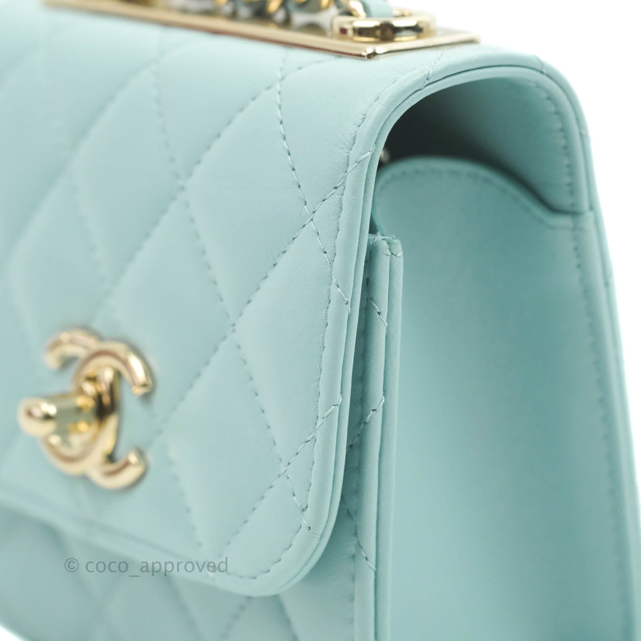 Chanel Mini Quilted Trendy CC Clutch With Chain Tiffany Blue