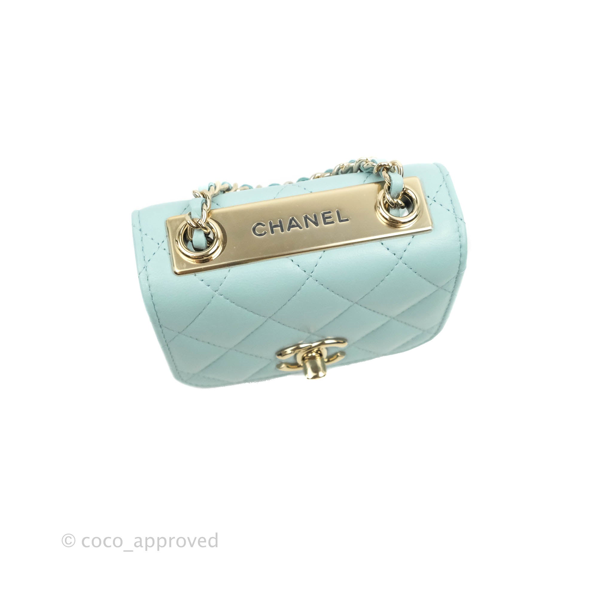 Chanel Mini Quilted Trendy CC Clutch With Chain Tiffany Blue Lambskin –  Coco Approved Studio
