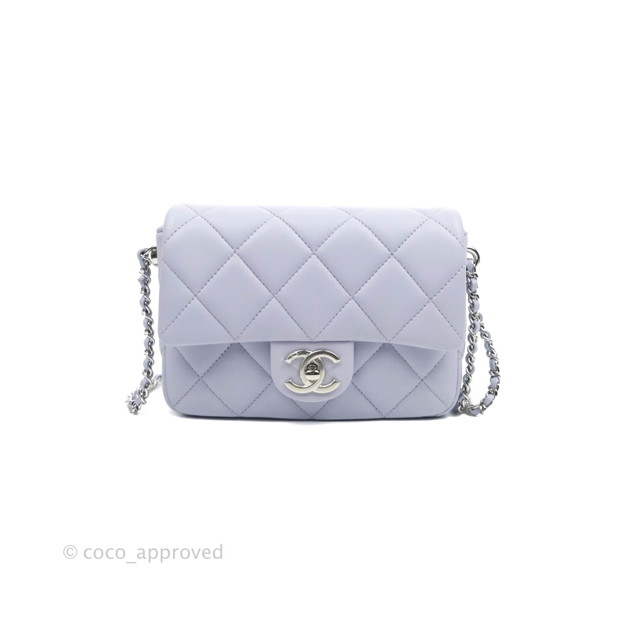 Chanel Quilted My Perfect Mini With Pearl Lilac Lambskin Silver Hardware