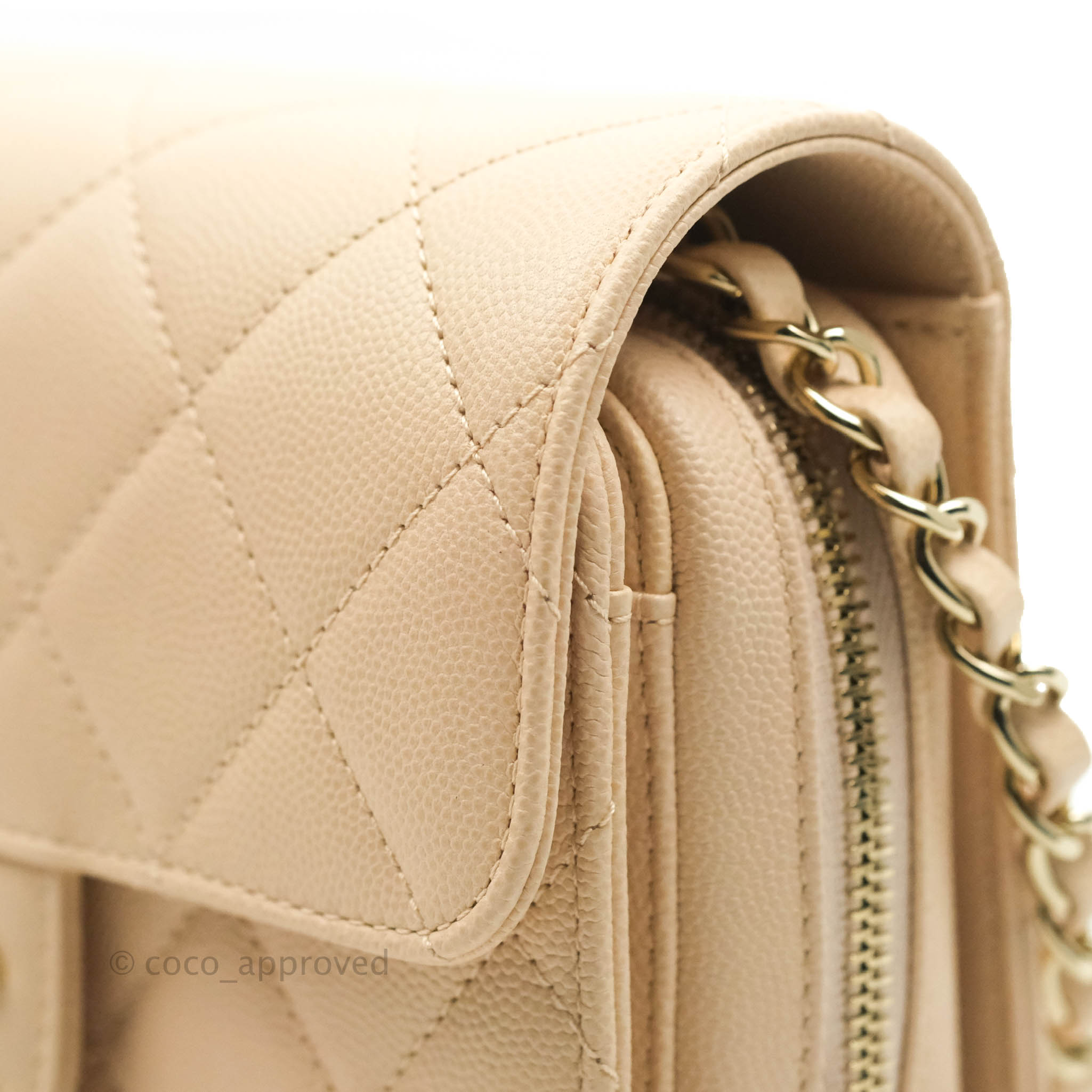 Chanel Quilted Small Like The Wallet Flap Light Beige Caviar Light Gol – Coco  Approved Studio
