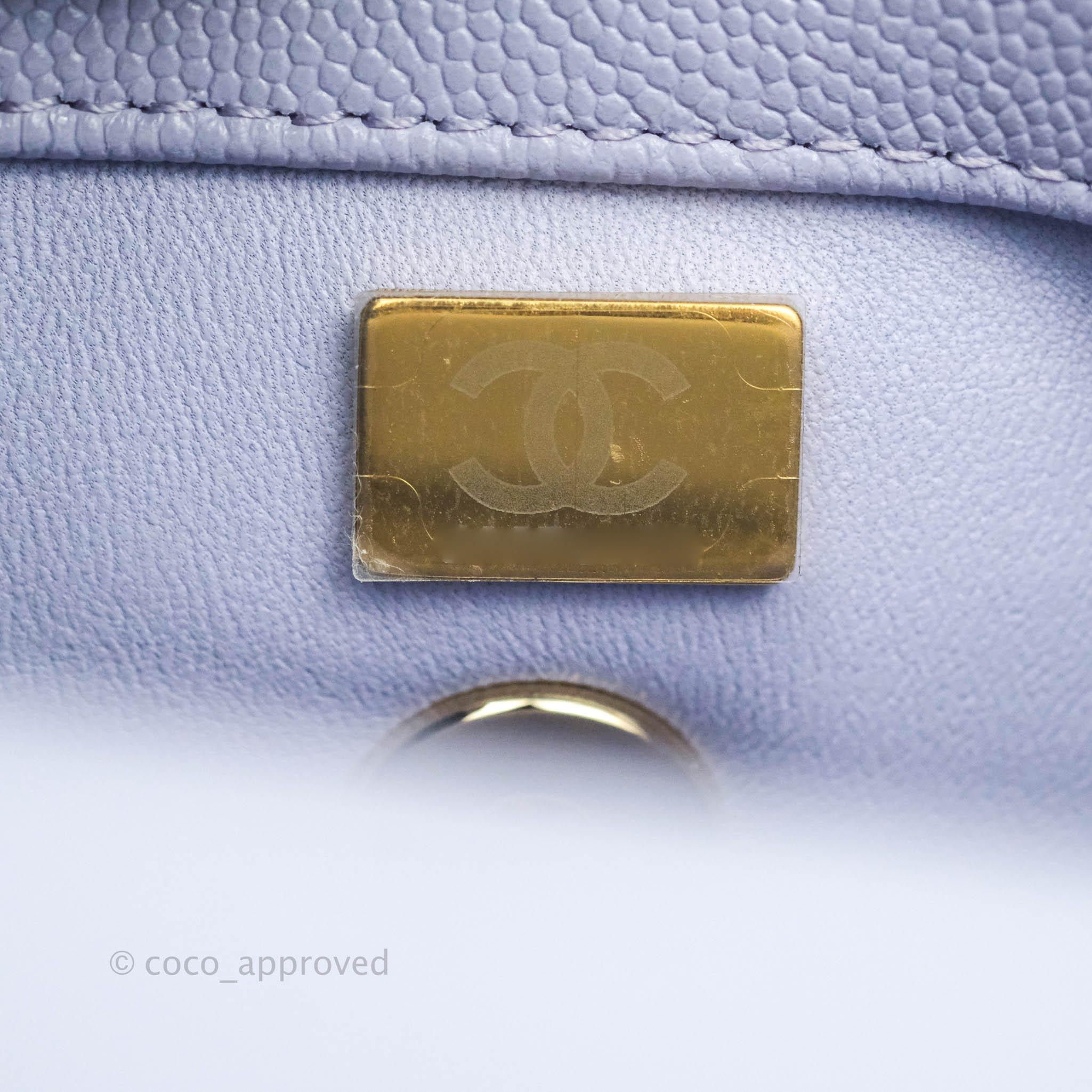 NIB 21K Chanel Lavender Caviar Coco Handle Flap Bag Small Purple