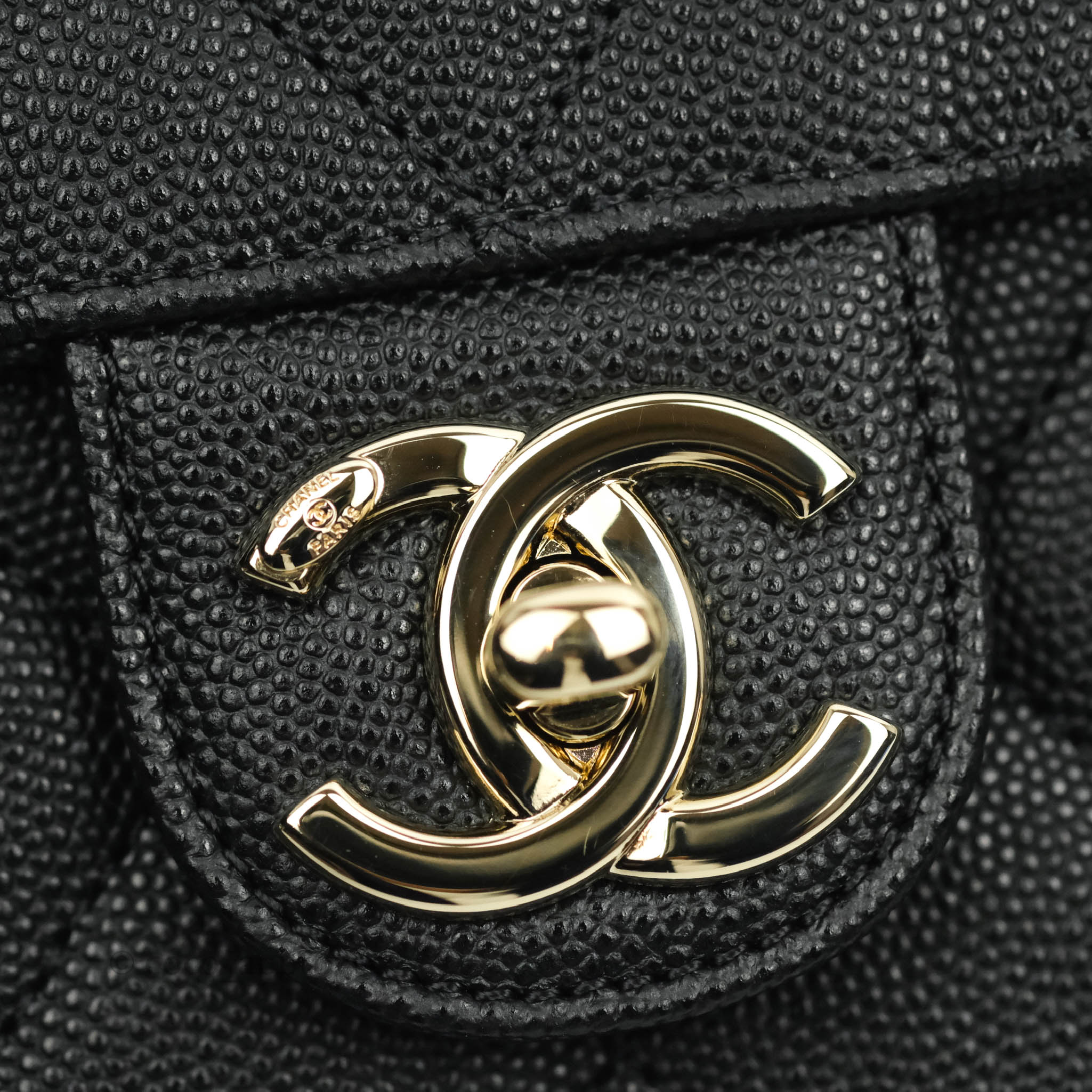 Chanel Quilted Like The Wallet Medium Flap Black Caviar Gold