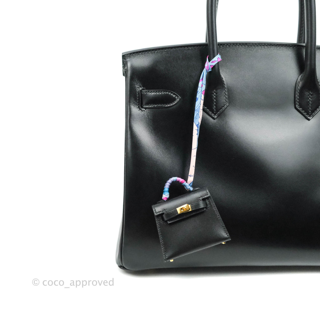 Hermès Kelly Twilly Around Bag Charm Black Tadelakt Gold Hardware