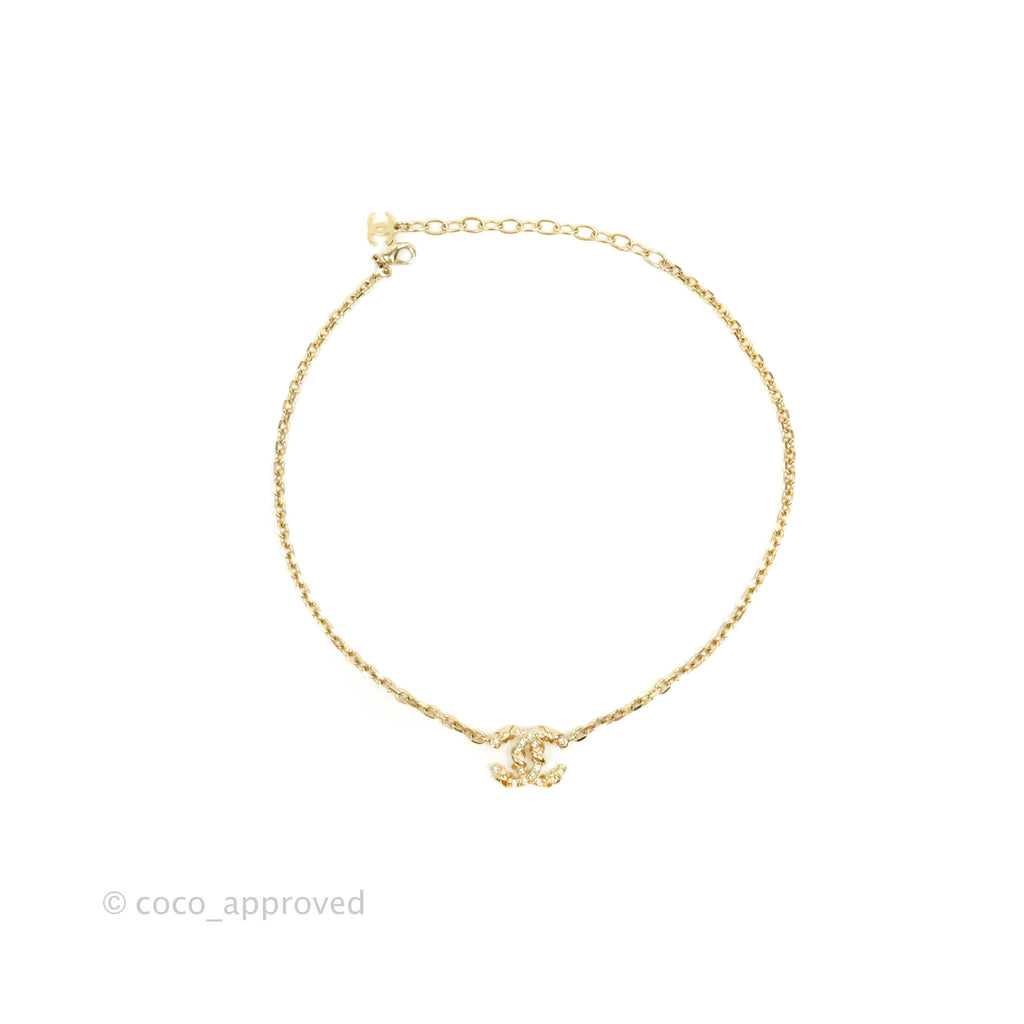 Chanel CC Crystal Choker Gold Tone 21B