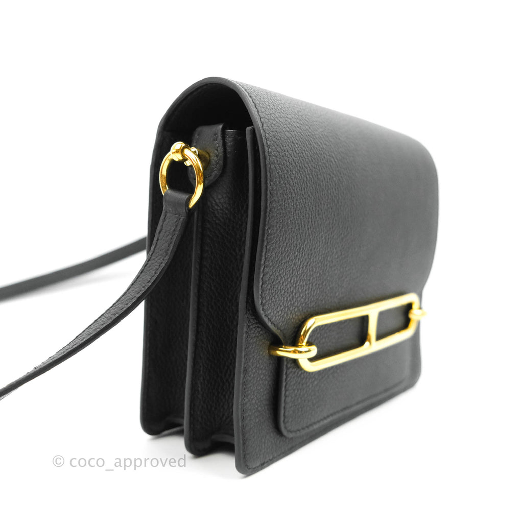 Hermès Roulis Mini 18 Black Clemence Gold Hardware