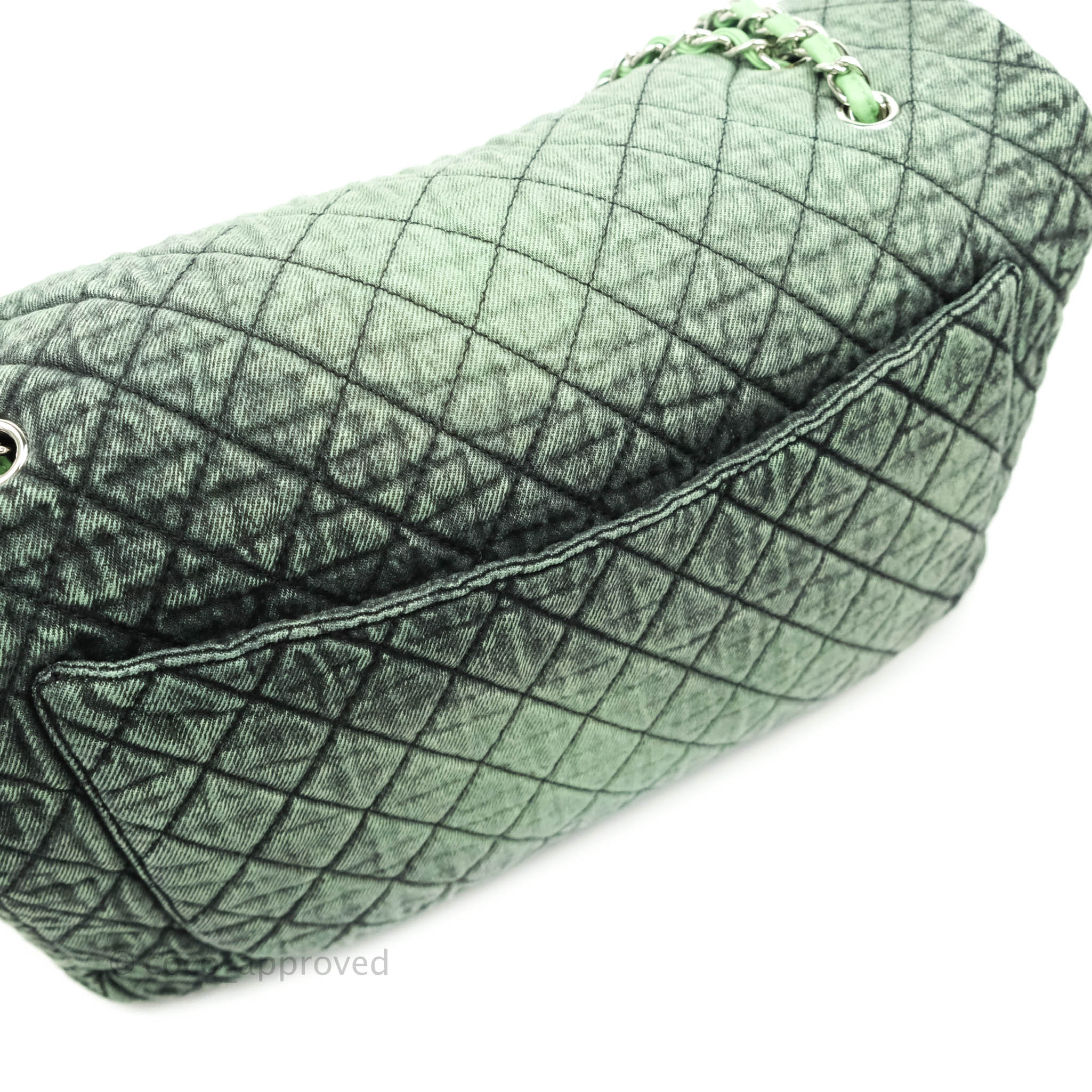 Chanel Small XXL Denimpression Flap Bag Aged Green Denim Silver Hardwa –  Coco Approved Studio