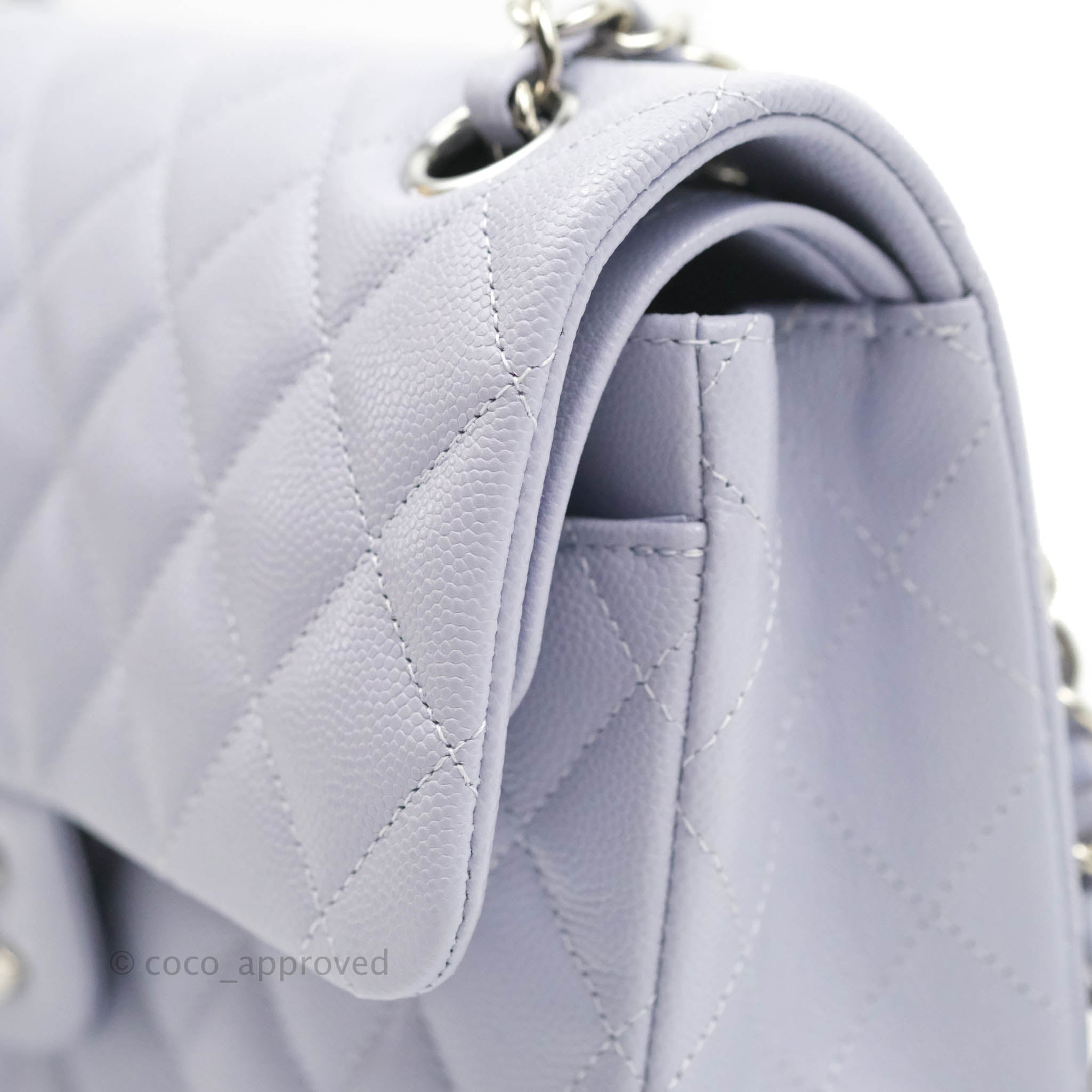 Chanel Classic Small S/M Flap Lilac Caviar Silver Hardware 21K – Coco  Approved Studio