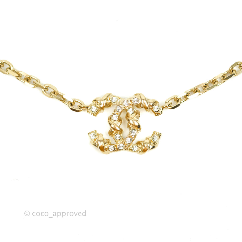 Chanel CC Crystal Choker Gold Tone 21B