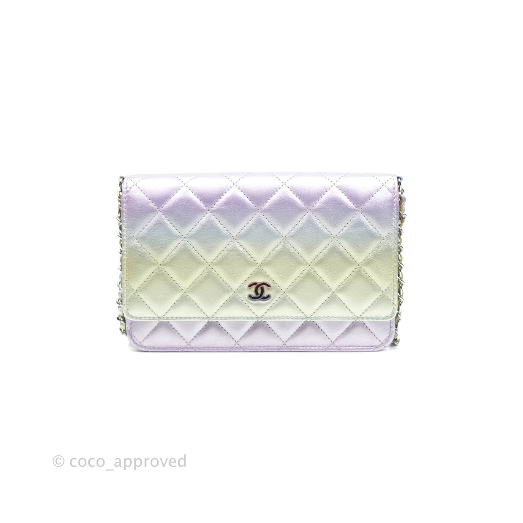 Chanel Quilted Wallet on Chain WOC Metallic Rainbow Lambskin Rainbow Hardware