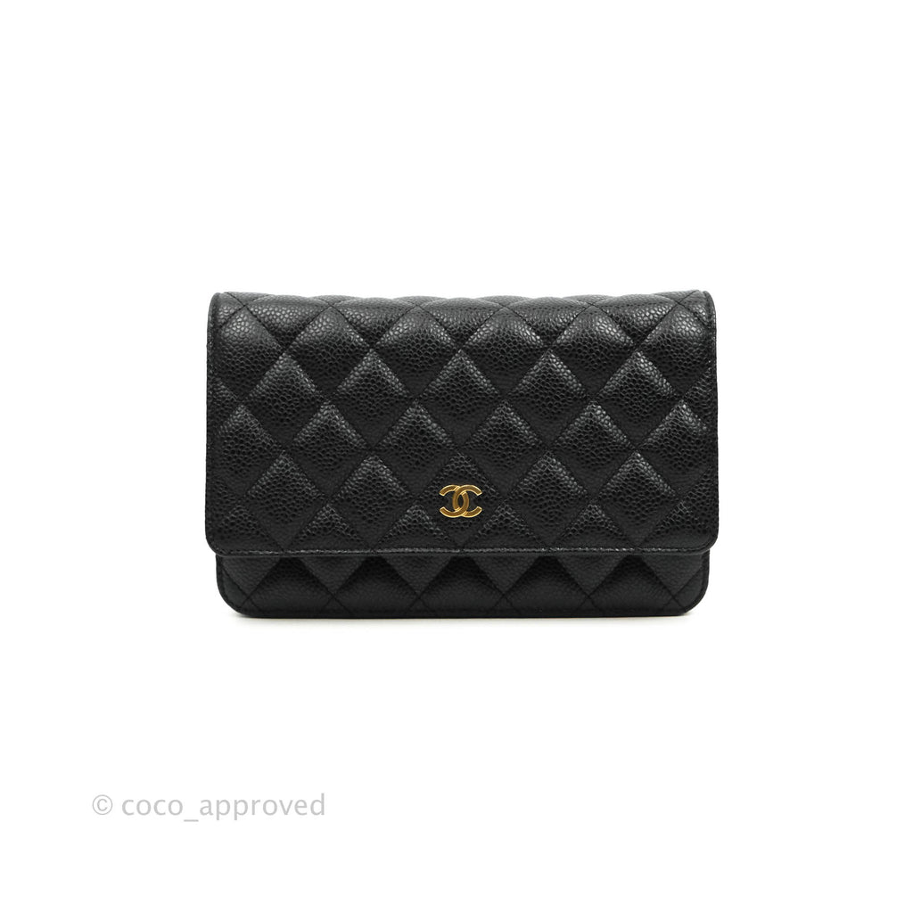 Chanel Quilted Wallet on Chain WOC Black Caviar Gold Hardware