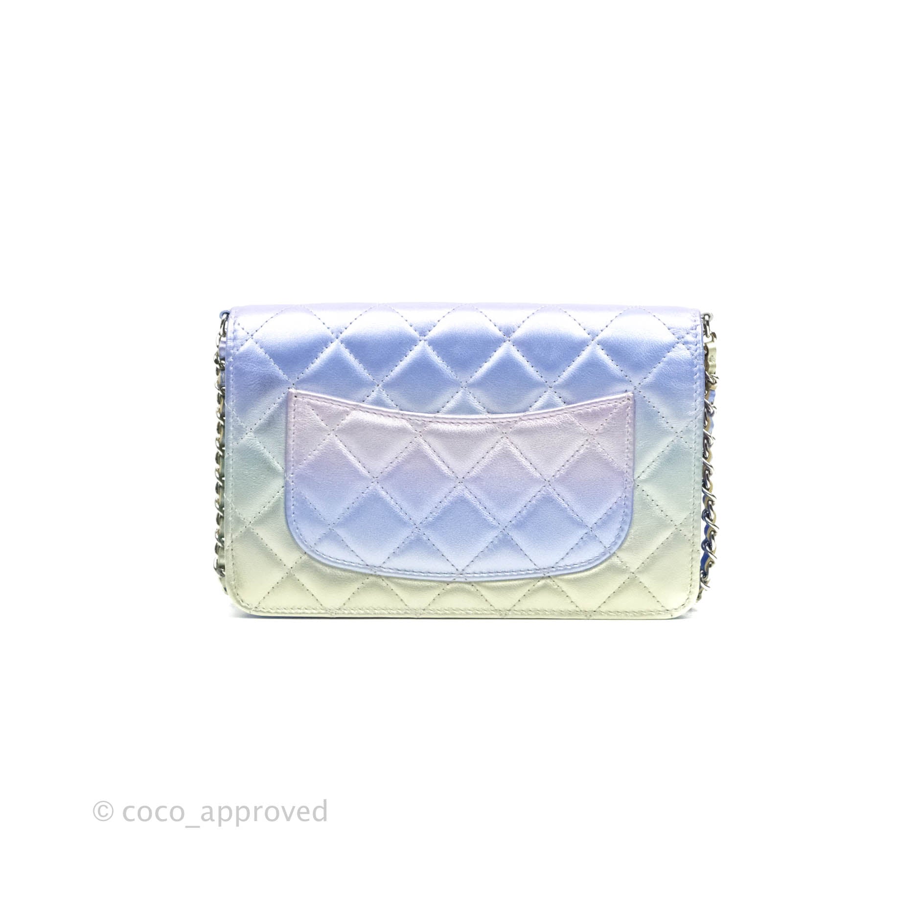 Chanel Quilted Wallet on Chain WOC Metallic Rainbow Lambskin Rainbow H –  Coco Approved Studio
