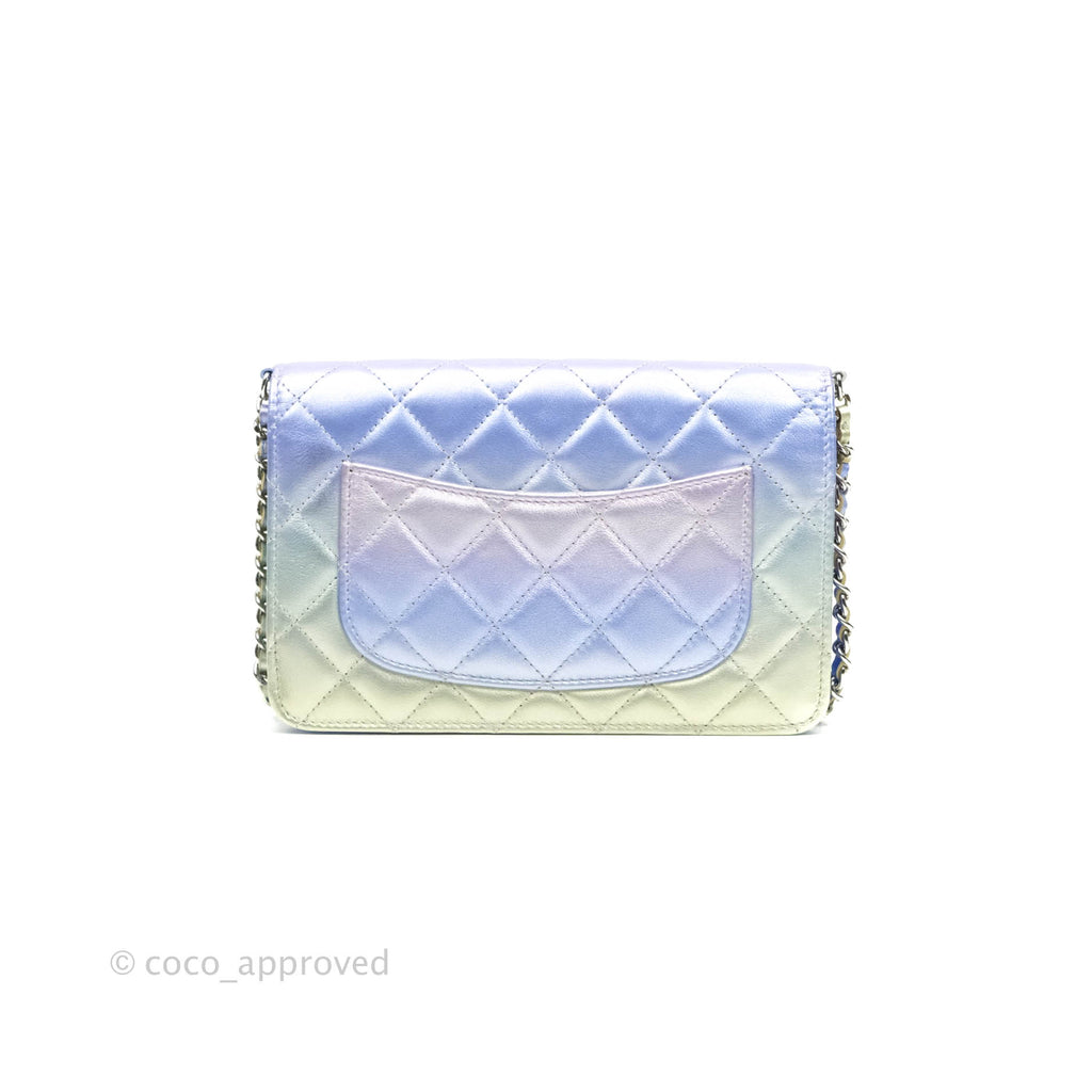 Chanel Quilted Wallet on Chain WOC Metallic Rainbow Lambskin Rainbow Hardware