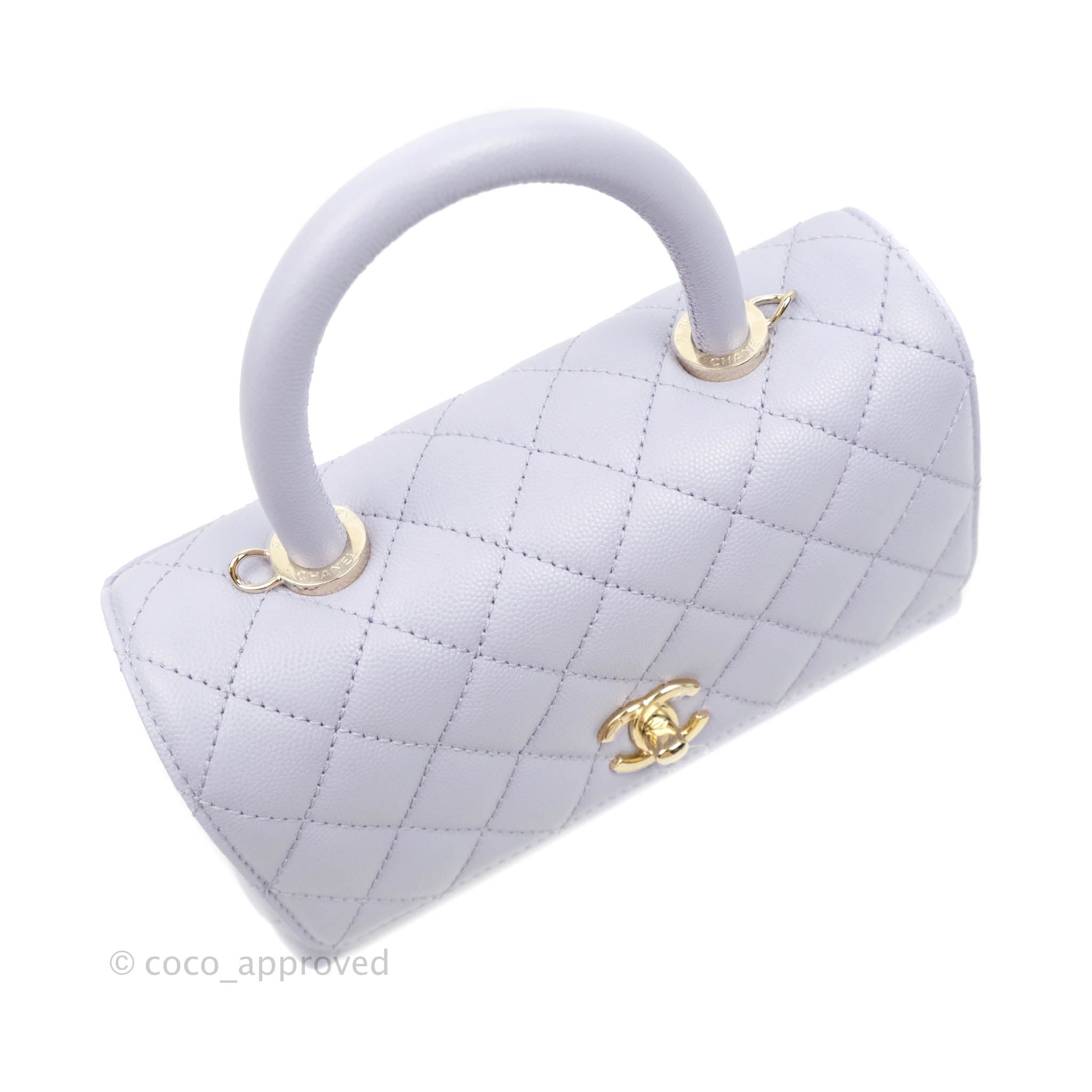 Chanel Mini Beige Coco Handle Quilted Caviar Gold Hardware Embossed Li –  Coco Approved Studio