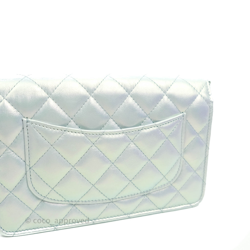 Chanel WOC Quilted Iridescent Light Blue Calfskin Silver Hardware