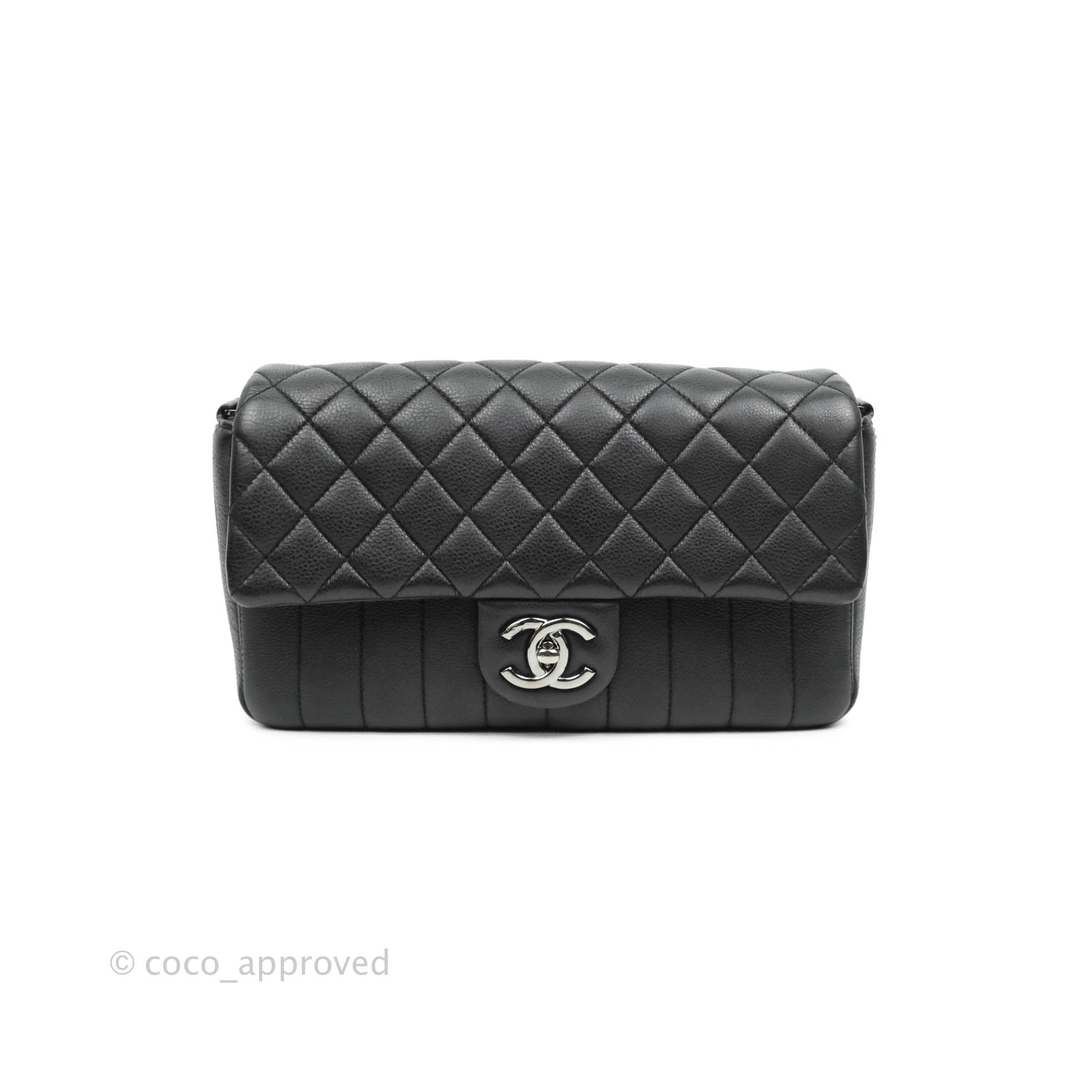 Chanel Black Chevron Quilted Lambskin Leather New Clutch Flap Bag