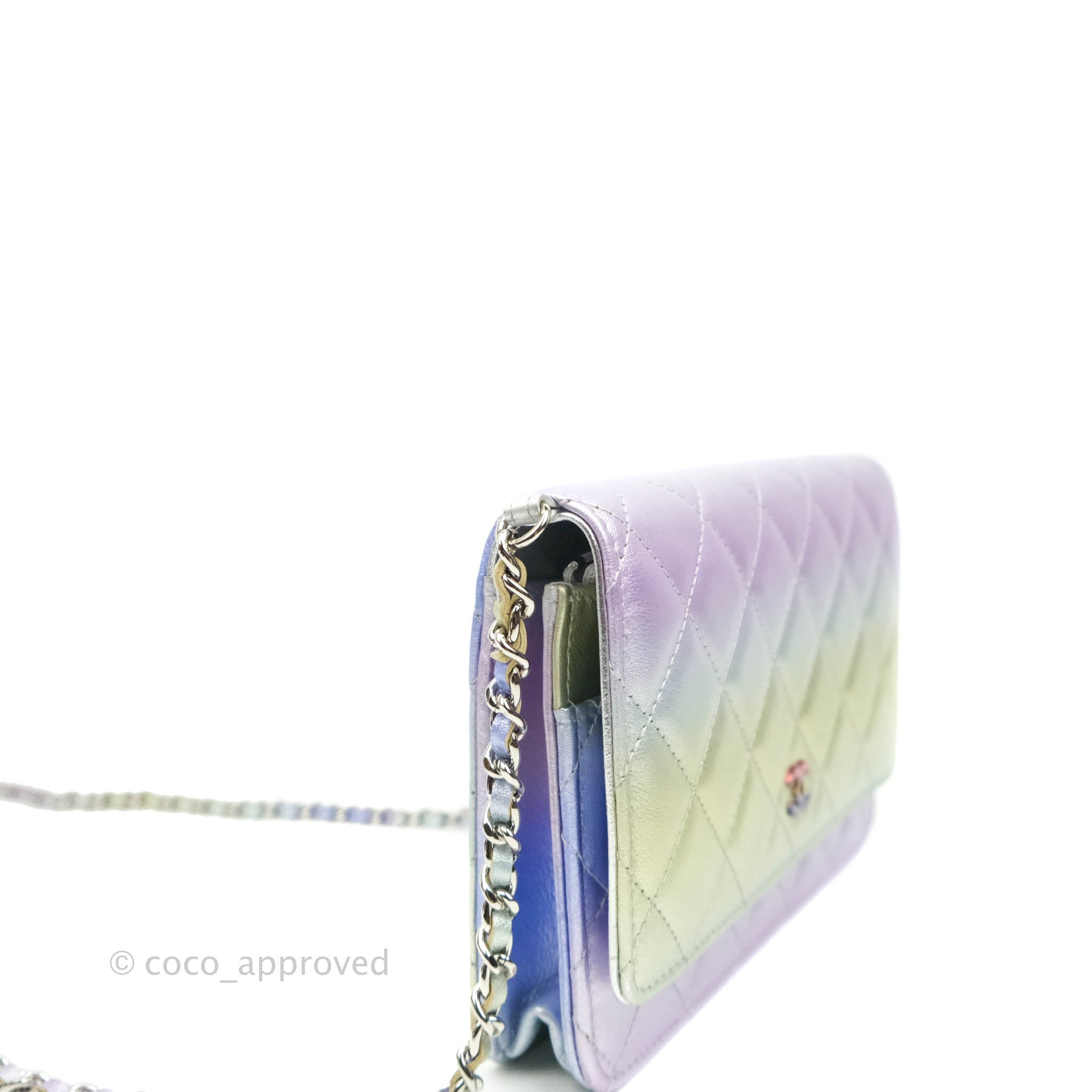 Chanel Quilted Wallet on Chain WOC Metallic Rainbow Lambskin
