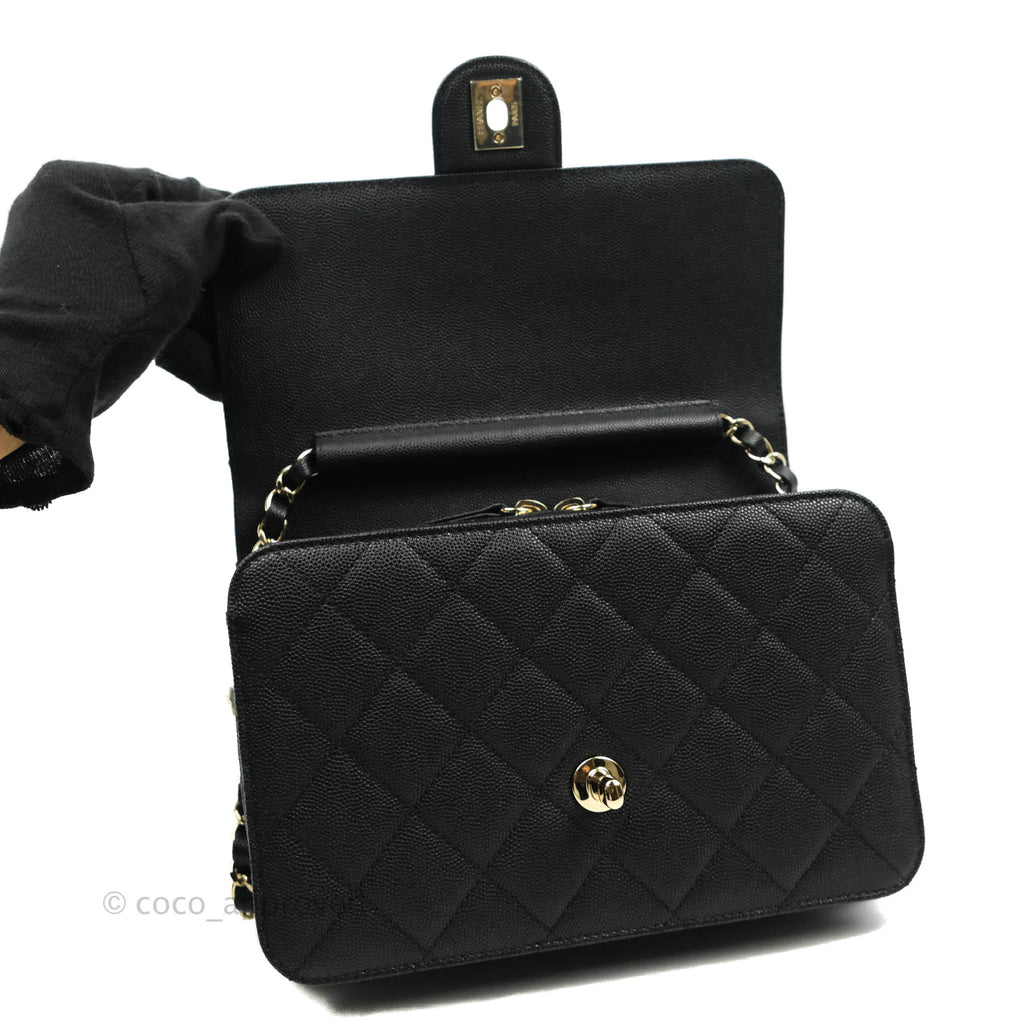Chanel Quilted Square Vanity Flap Black Caviar Gold Hardware 22C