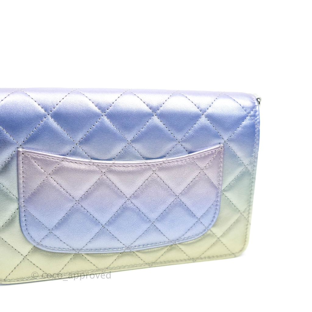 Chanel Quilted Wallet on Chain WOC Metallic Rainbow Lambskin Rainbow Hardware