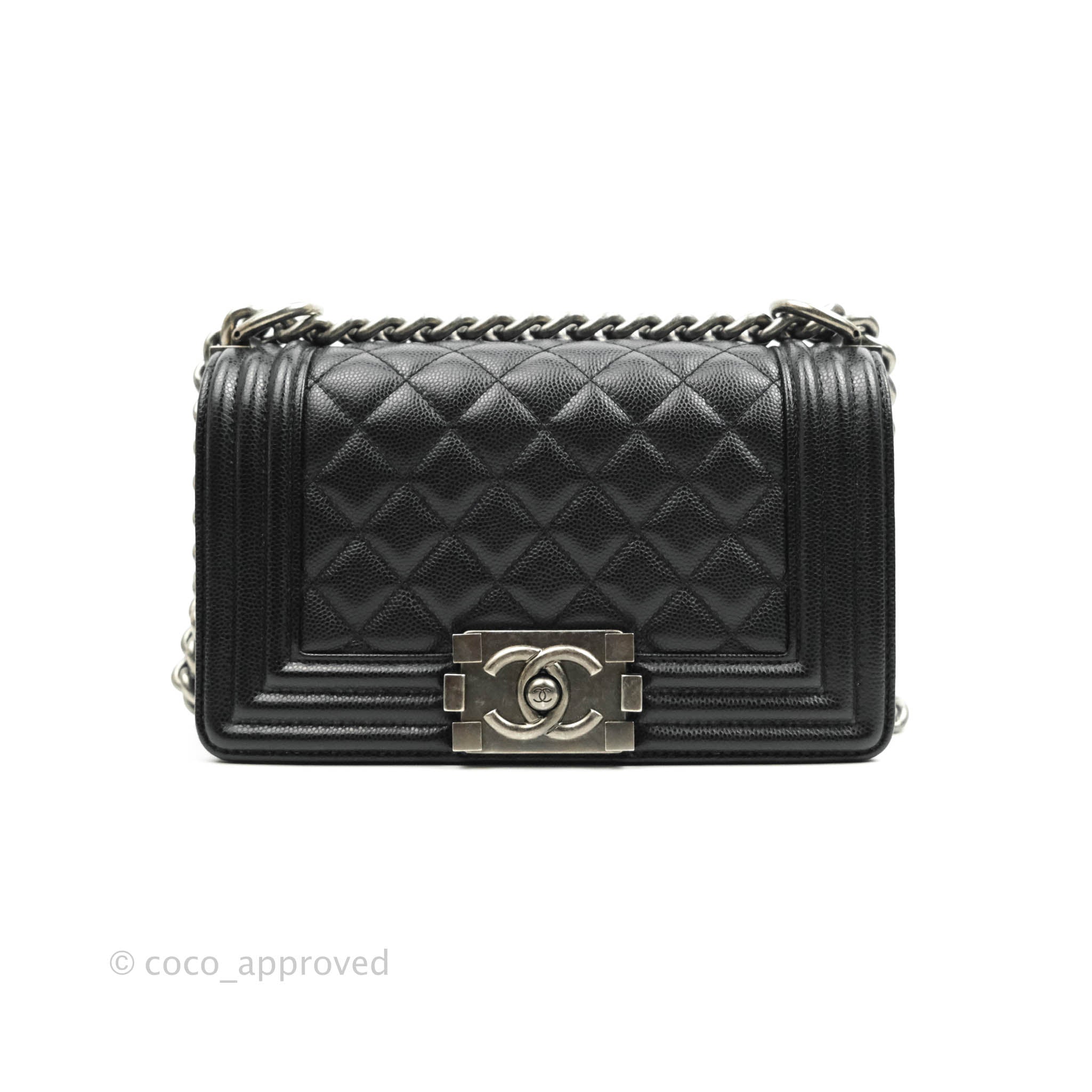 Chanel Small Boy bag of black caviar leather 