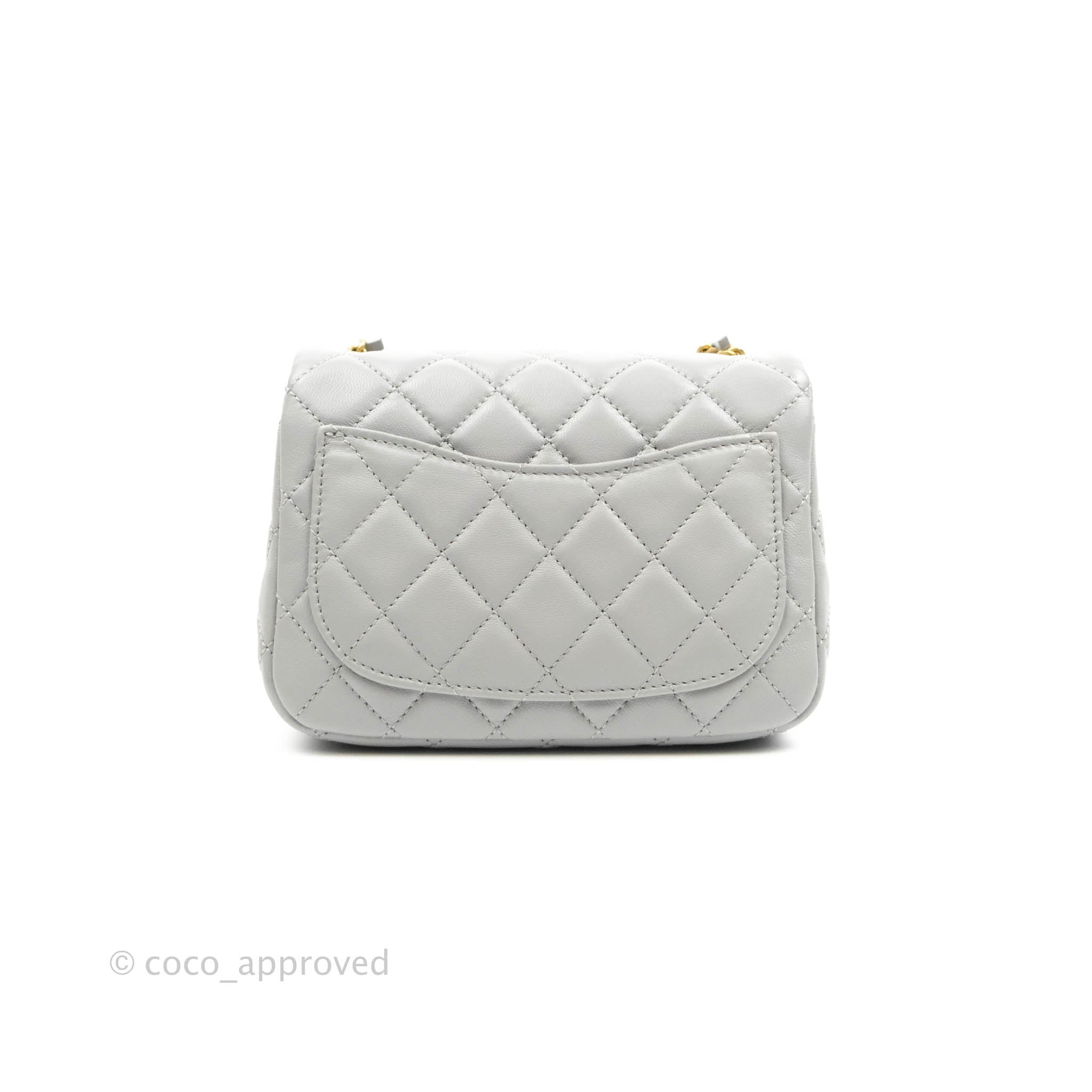 Chanel Quilted Mini Rectangular Pearl Crush Blue Lambskin Aged