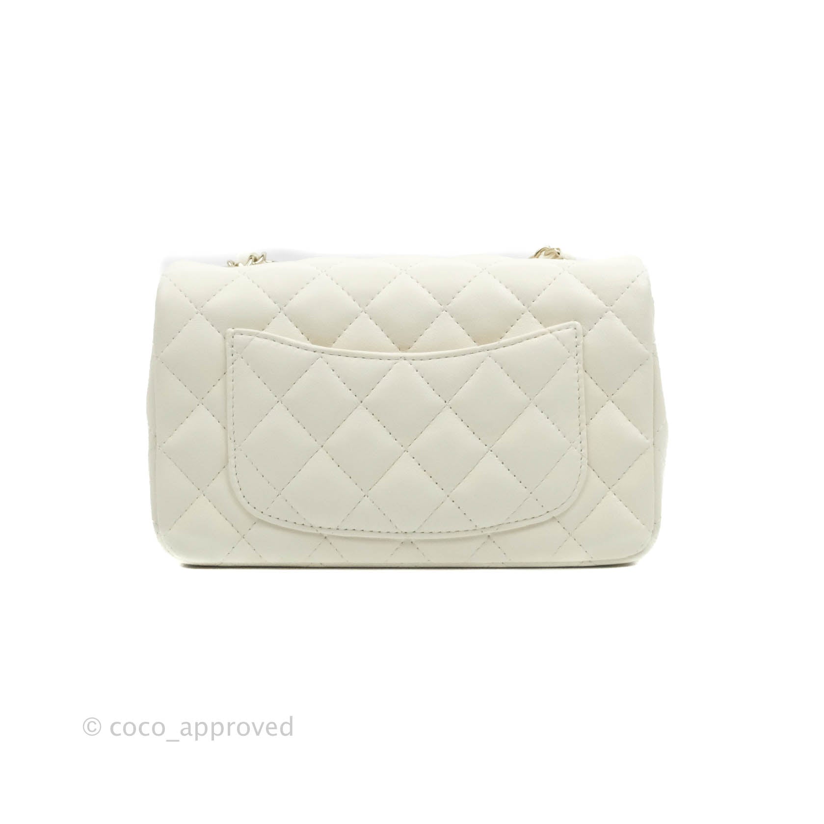 Chanel White Lambskin Square Mini Flap Light Gold Hardware – Madison Avenue  Couture