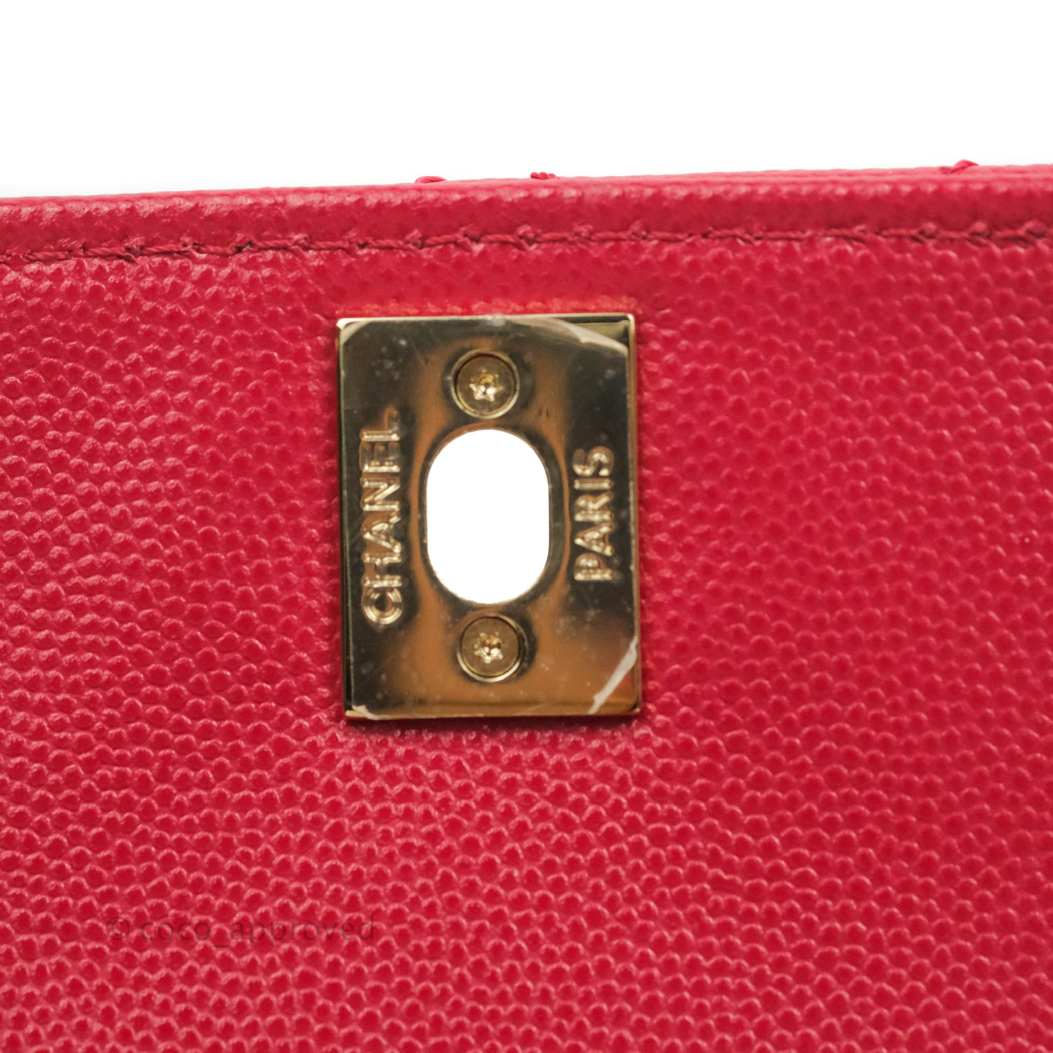 CHANEL Caviar Quilted Mini Coco Handle Flap Red 1257766