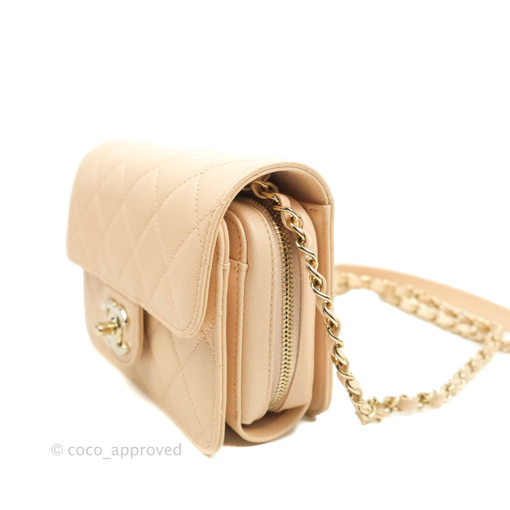 Chanel Quilted Small Like The Wallet Flap Peachy Pink Caviar Light Gold Hardware